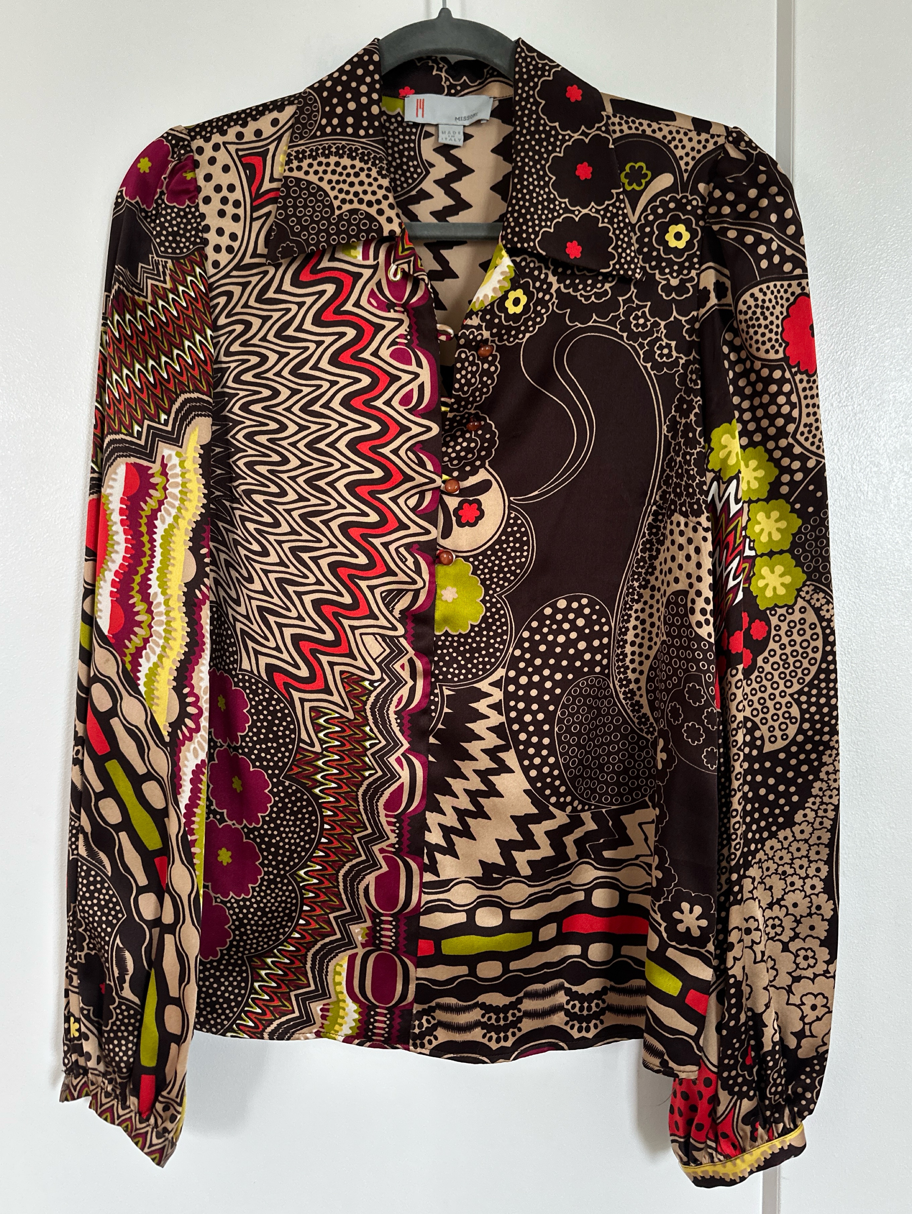 Missoni Multicolor Abstract Print Silk Blouse