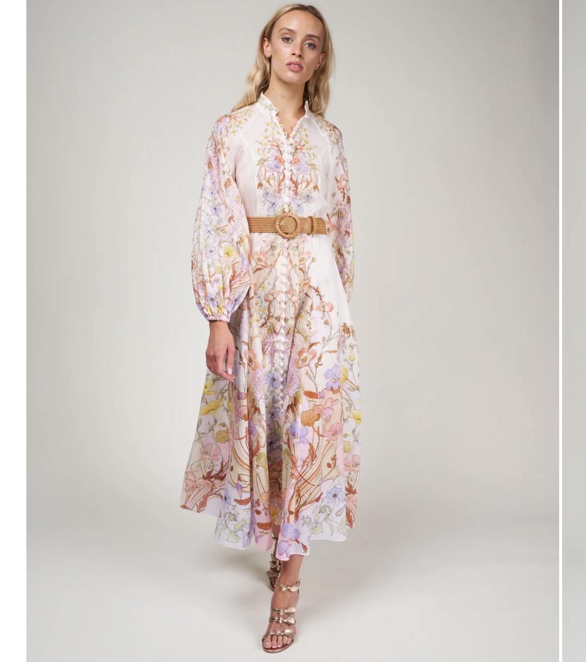 Zimmerman Jeannie Billow Long Floral Dress with Belt Size 2