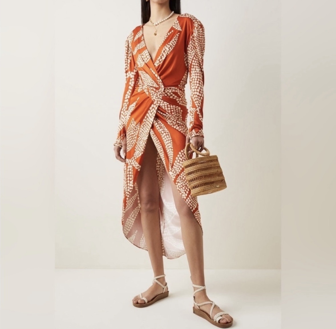 Johanna Ortiz Orange Midi Dress “Spice Market Hunter Midi Dress”