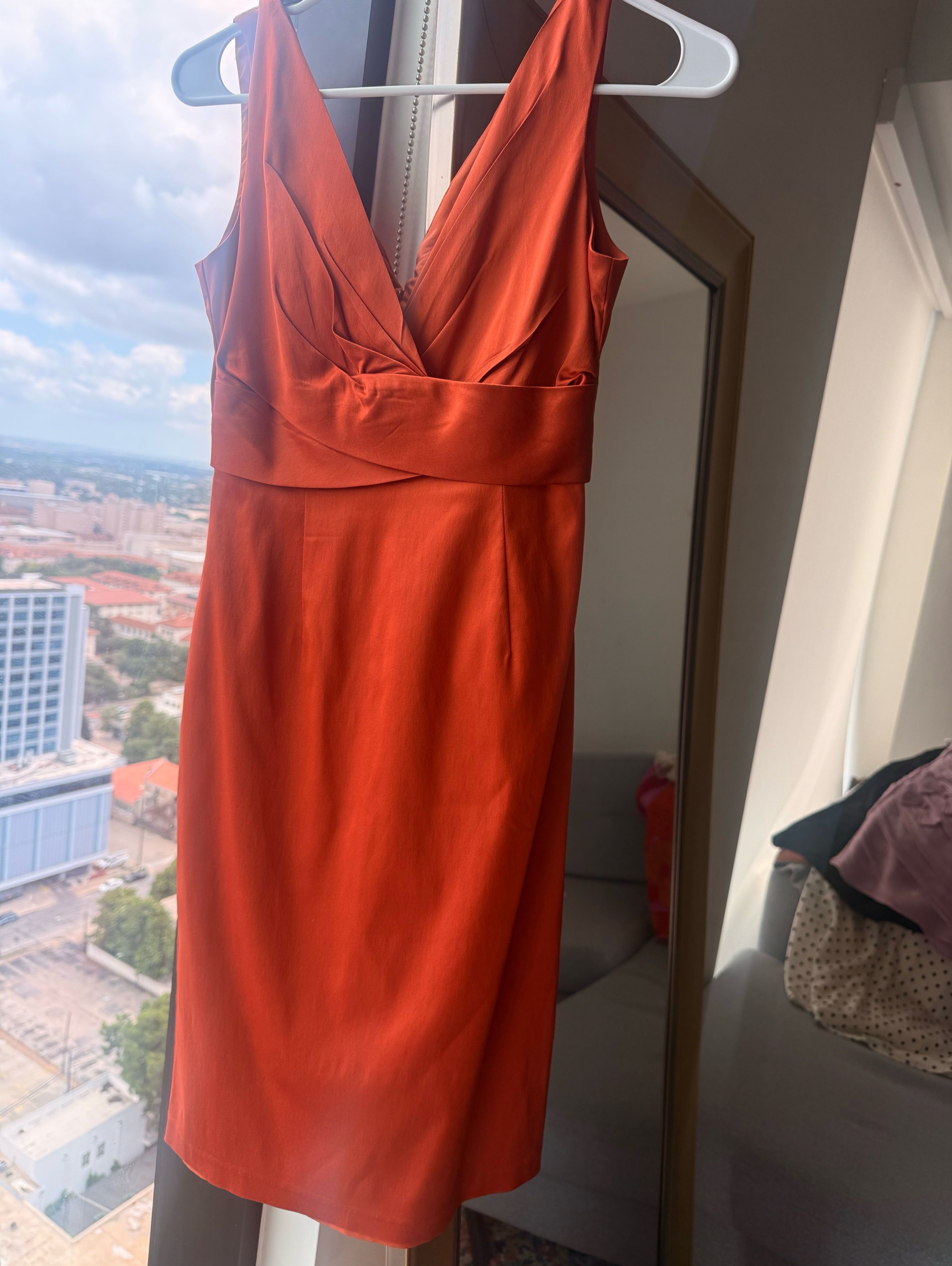 orange satin wrap dress Dance And Sway Satin Wrap Dress in Orange S / Orange