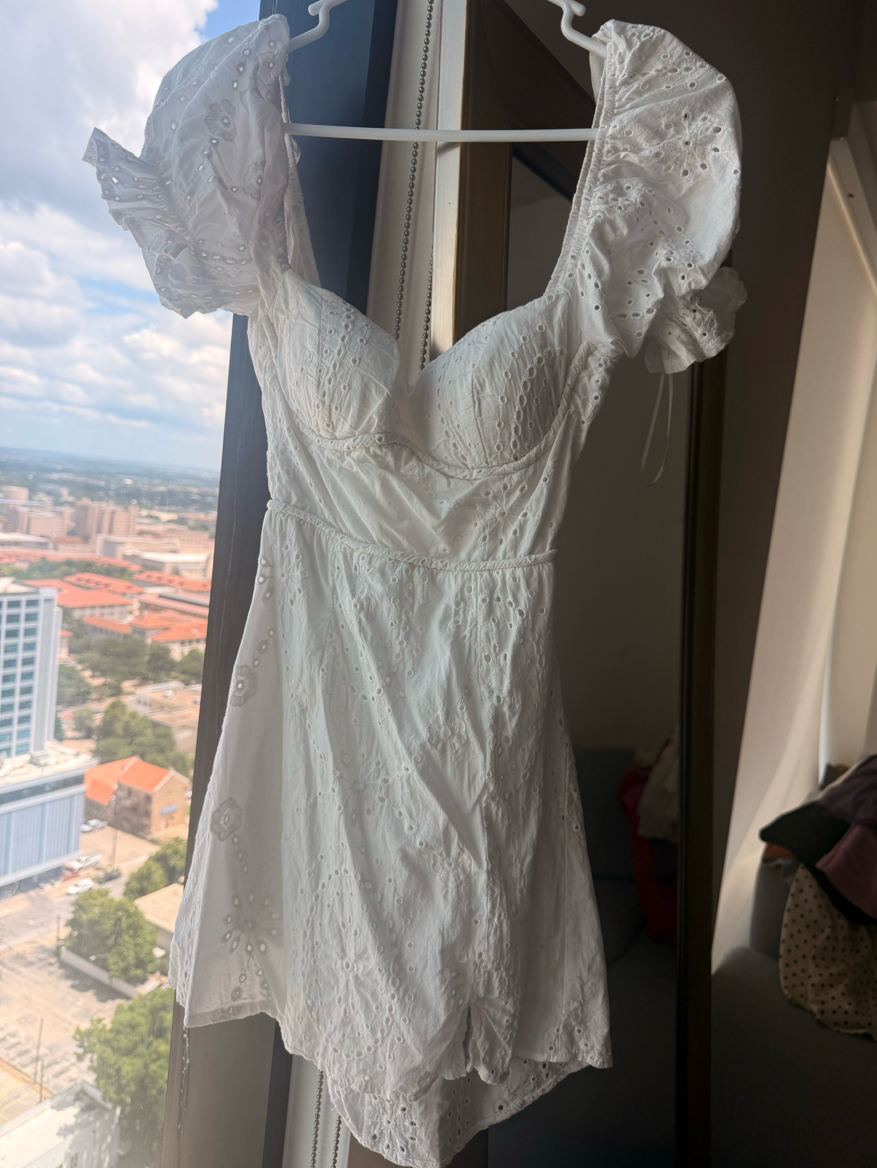 eyelet ruffle mini dress Fairytale Ending Ruffle Strap Eyelet Dress White