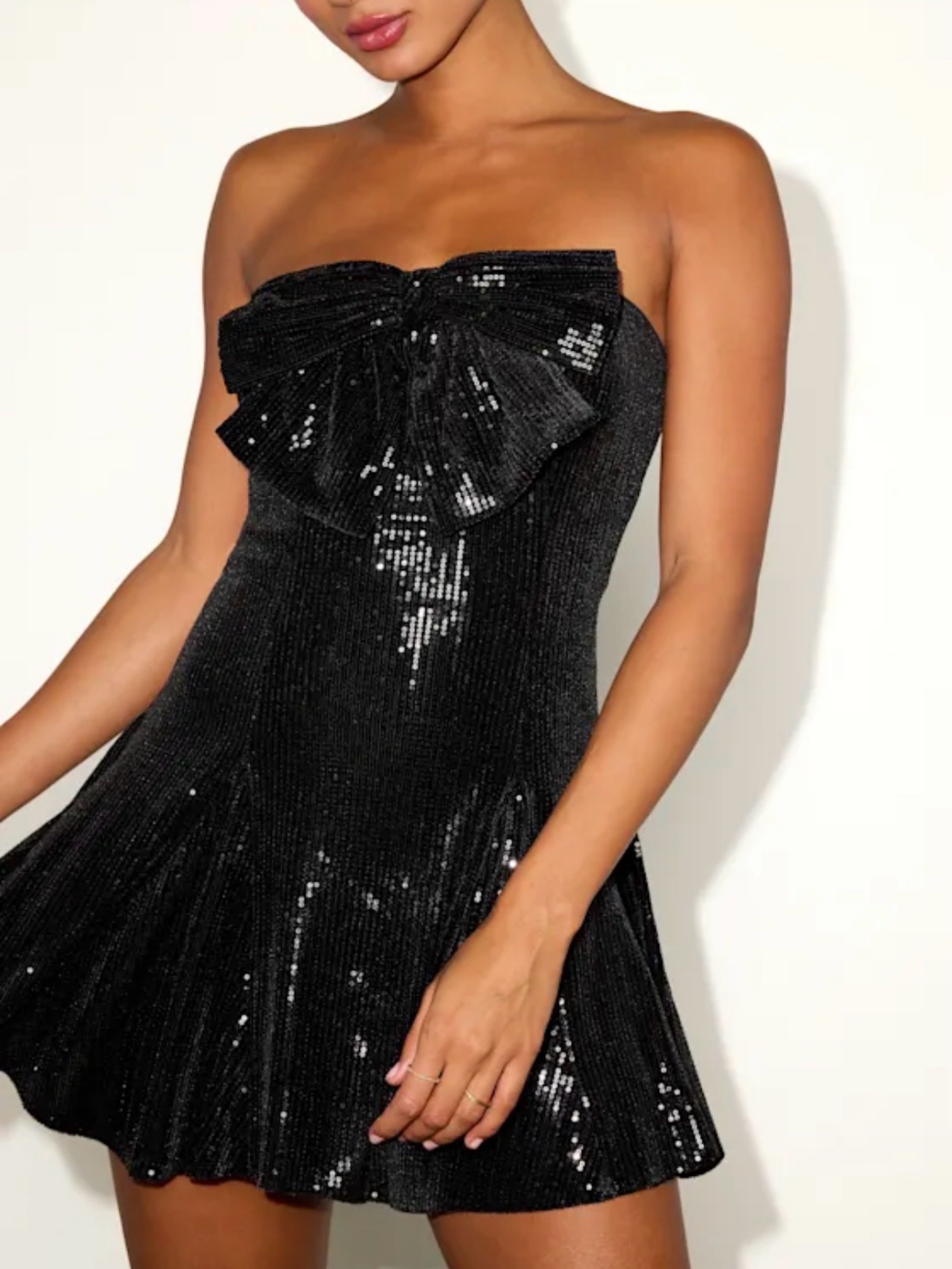 Lulus Black Sequin Bow Mini Dress by Lulus