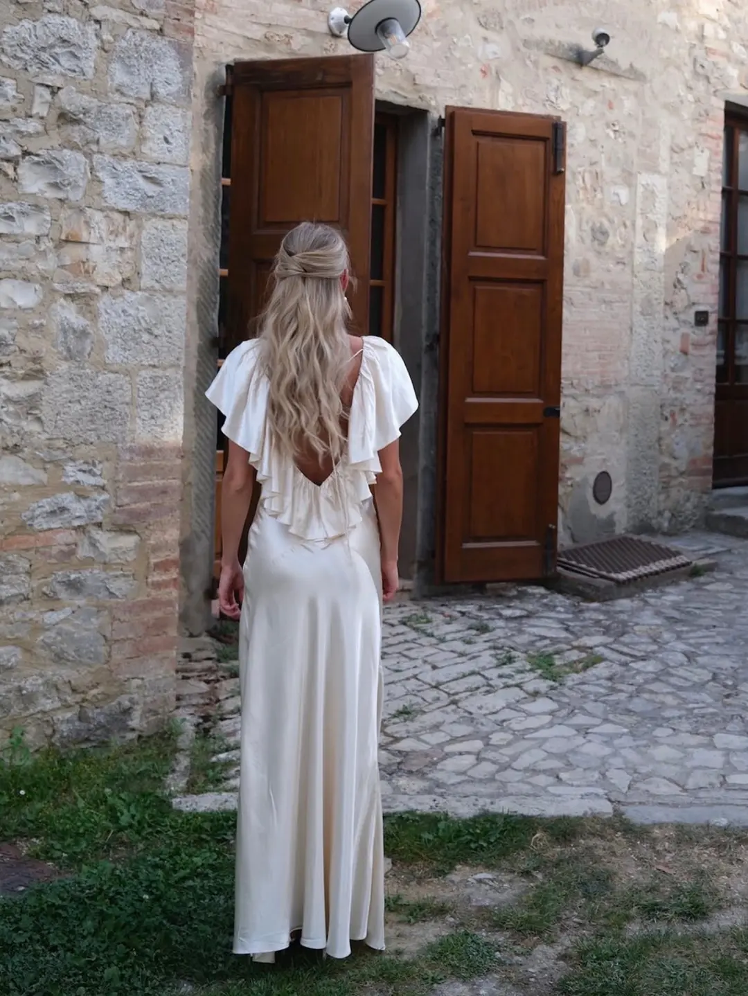Tan Ance Gria Clover Gown In Cream Satin, photo 4 of 5
