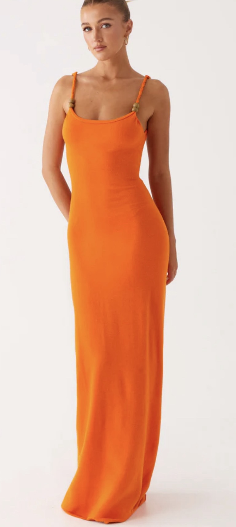 Peppermayo Elaina Orange Ribbed Knit Maxi Dress by Peppermayo US - Pickle Peppermayo Elaina Orange Ribbed Knit Maxi Dress by Peppermayo US - Pickle