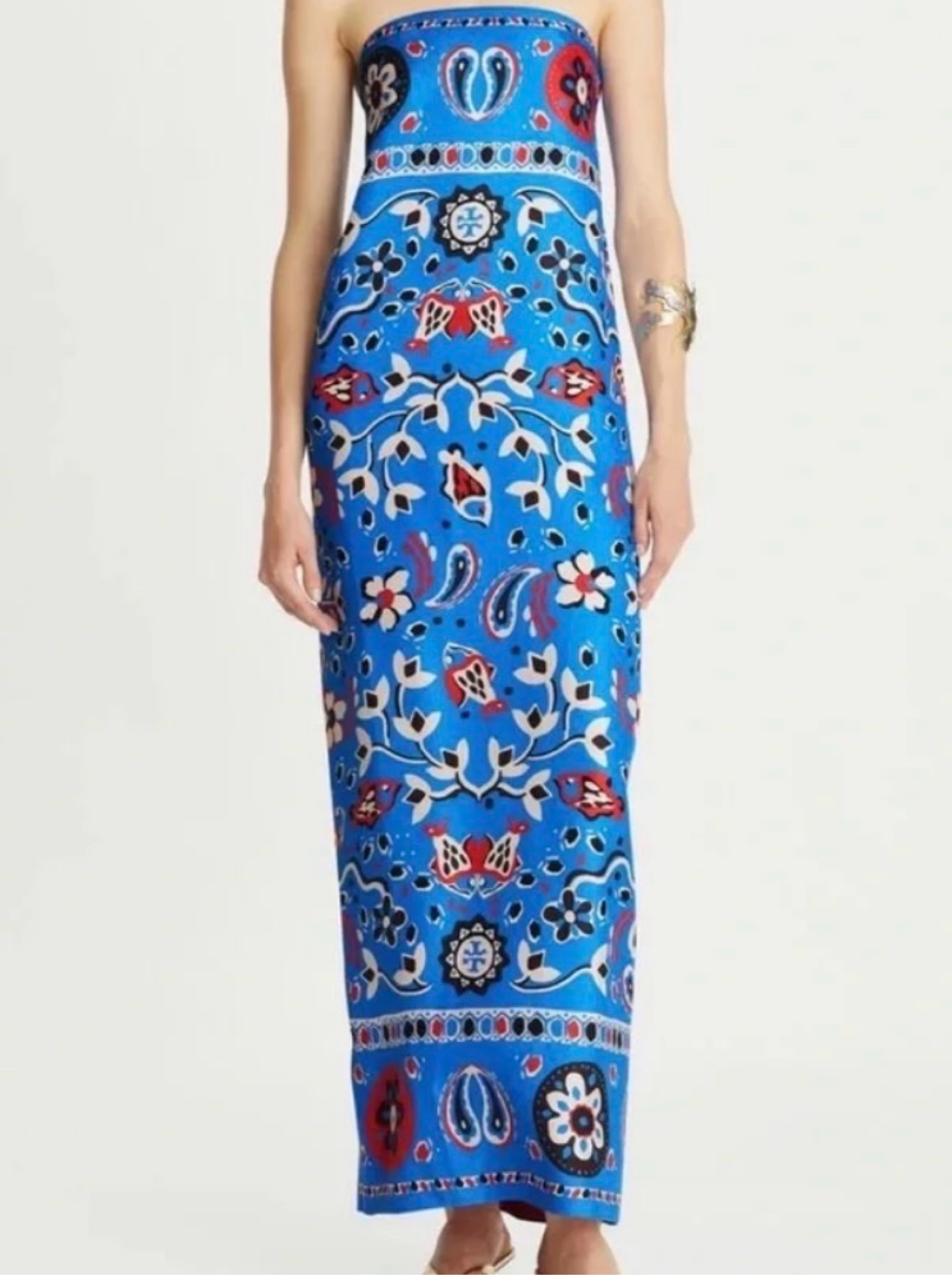 tory burch paisley jersey bow dress TORY BURCH Dress Jersey Tulip Floral Logo Pink Navy Augustina Silk Bow XL  $325