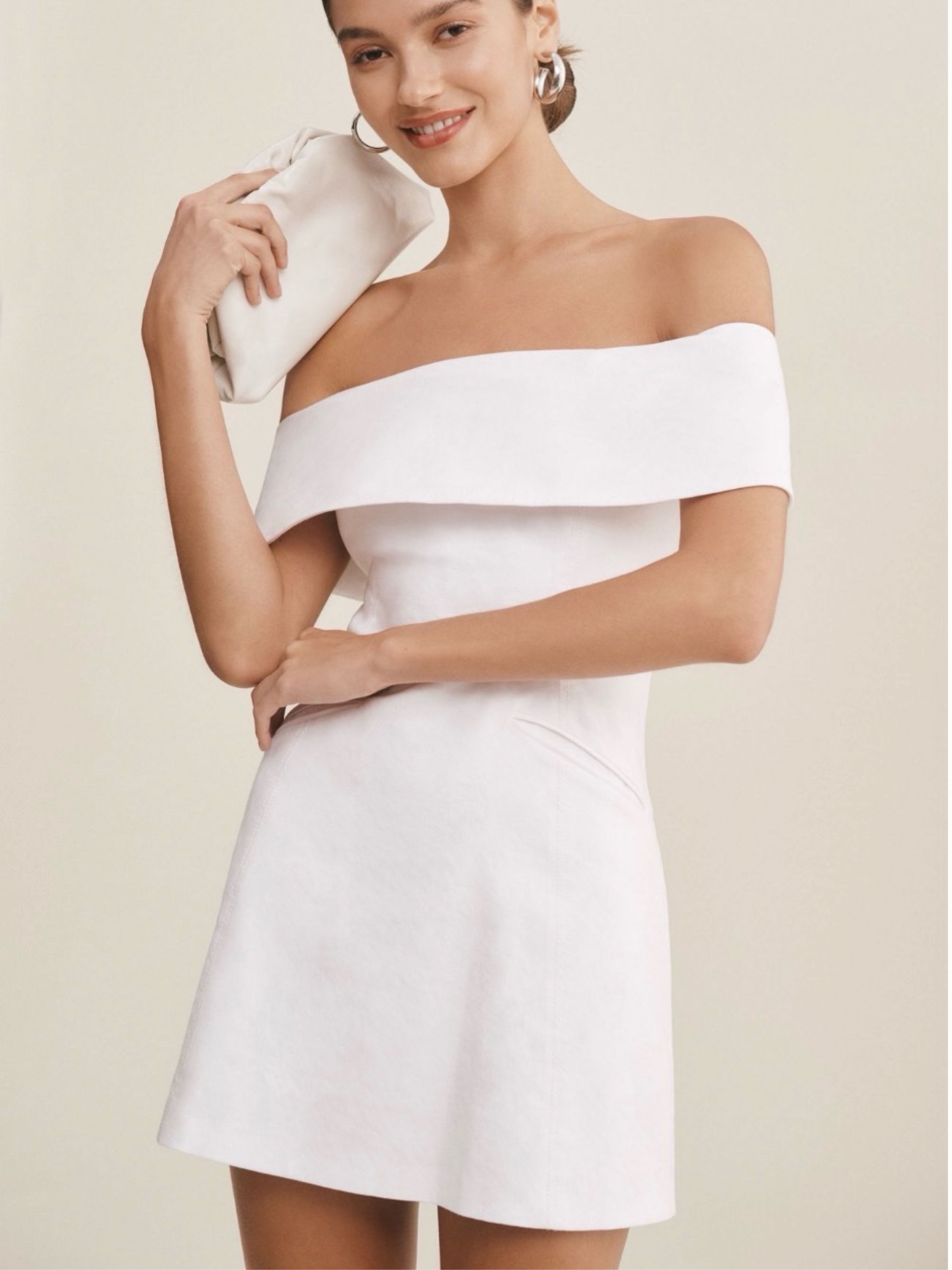 bhldn ingrid off-the-shoulder mini dress BHLDN - BHLDN Ingrid Off-The-Shoulder Mini Dress