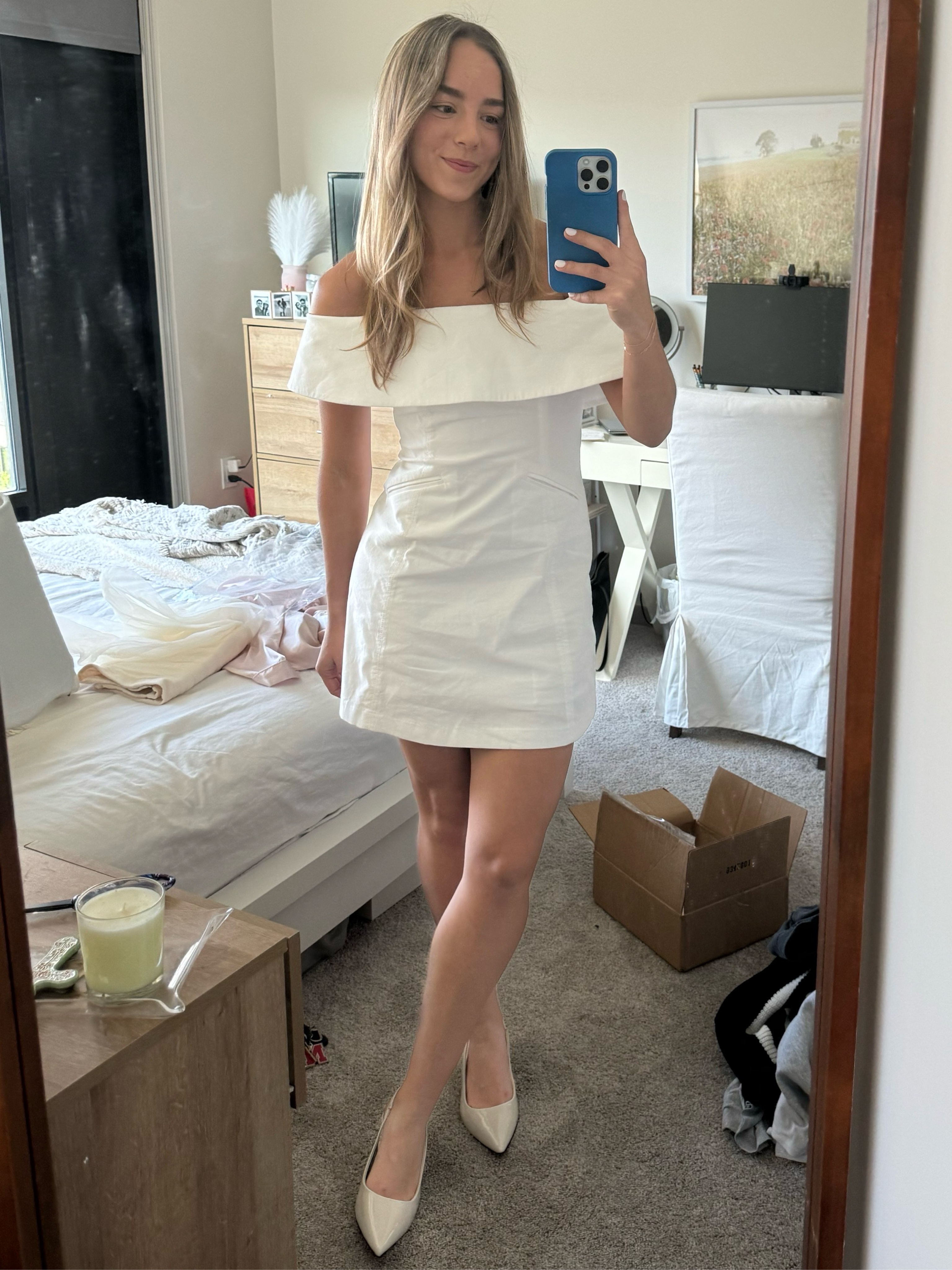 bhldn ingrid off-the-shoulder mini dress BHLDN Ingrid Off-the-Shoulder Mini Dress by BHLDN