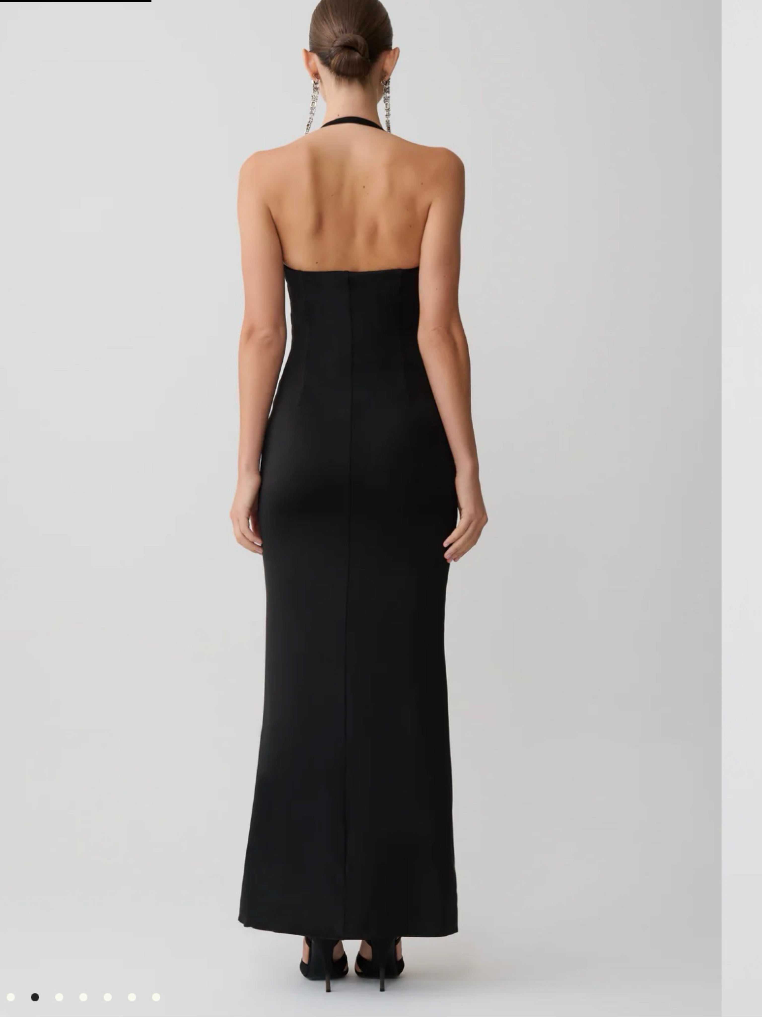 black ruched halter dress boohoo Women's Ruched Neckline Halter Low Back Super Soft Maxi Dress in Black | Size: 10