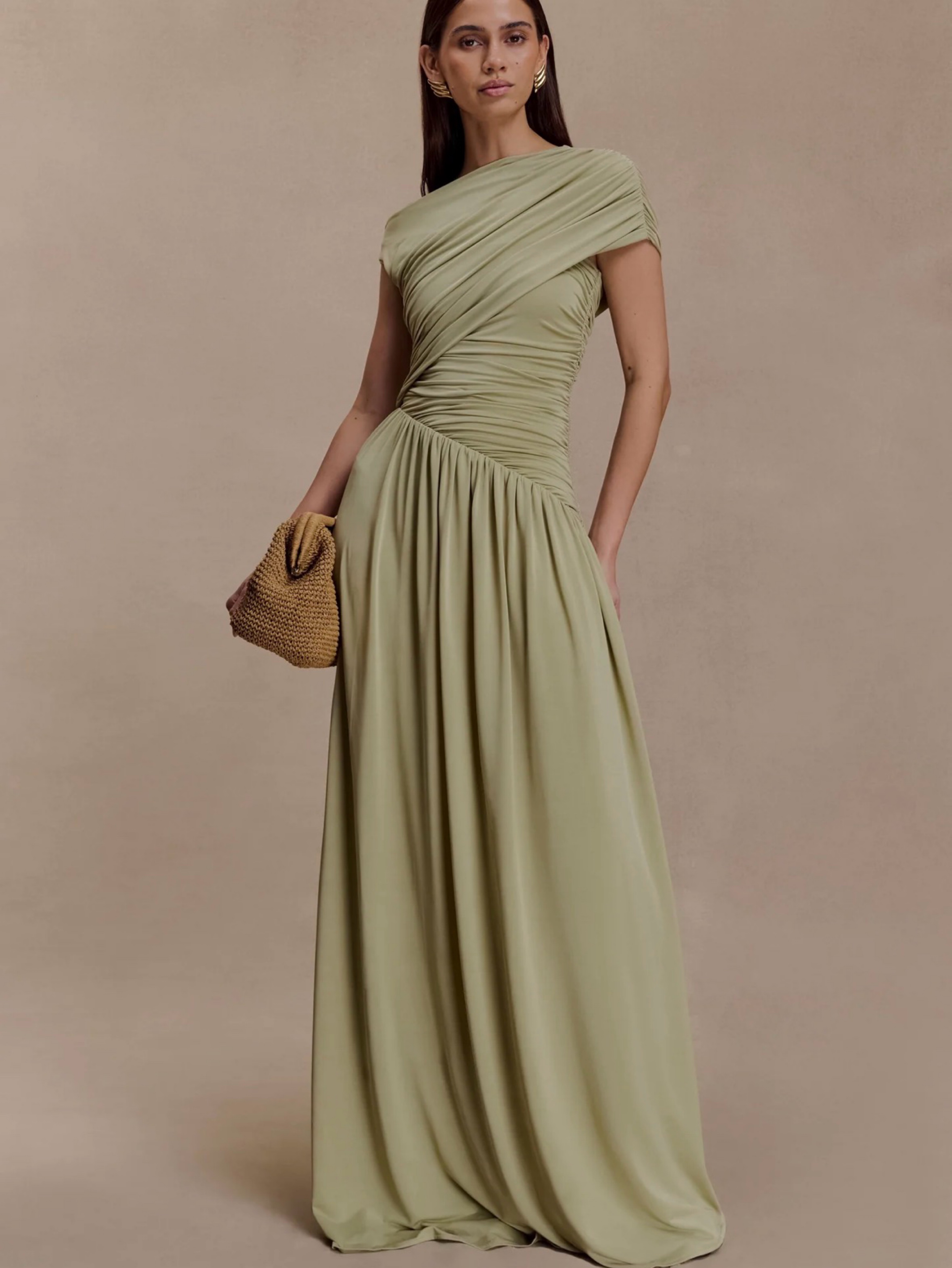 meshki sage green dress Violet Sleeveless Satin Maxi Dress / Sage | MESHKI