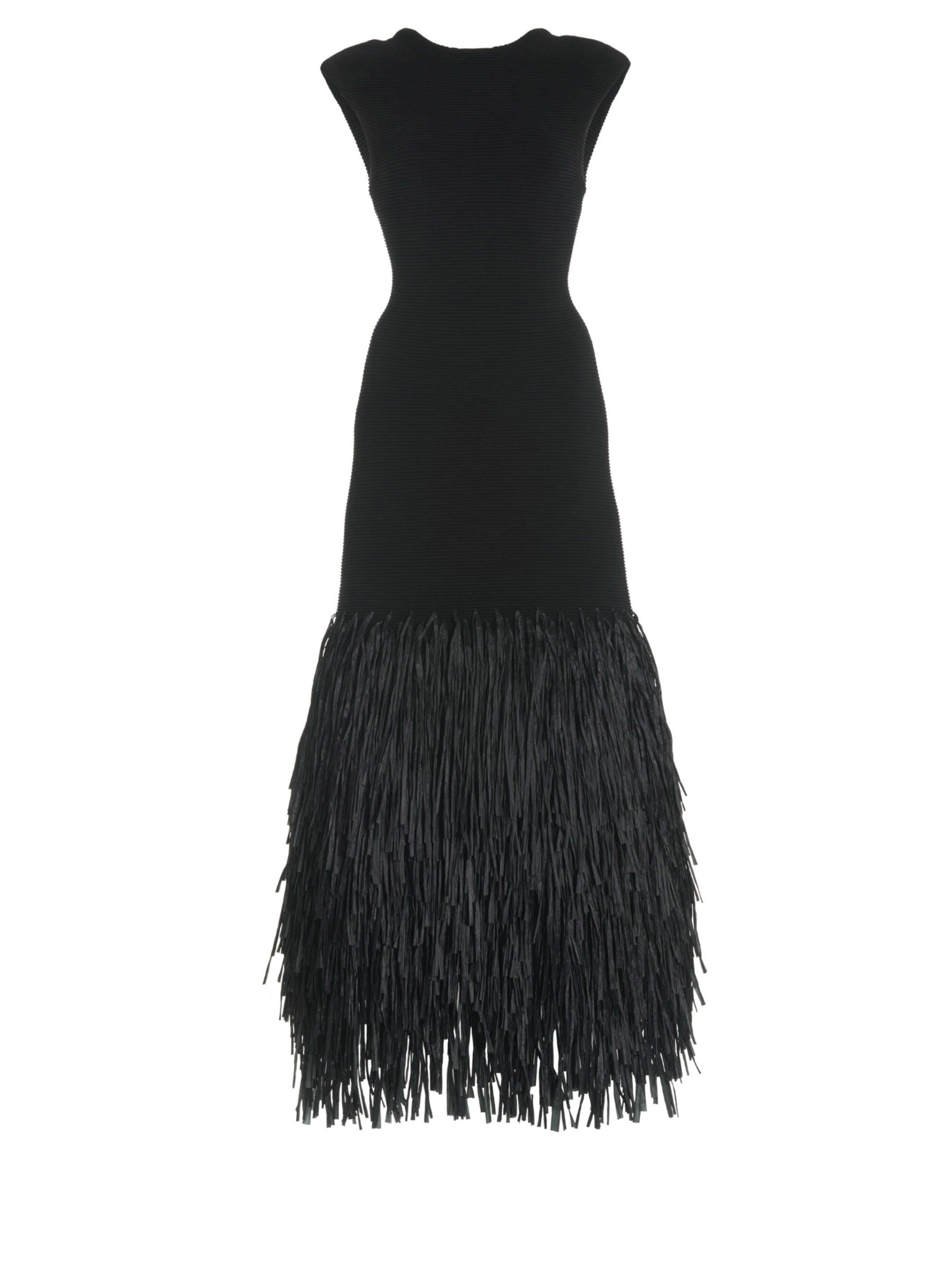 Aje Exclusive Rushes Raffia-Trimmed Knit Midi Dress
