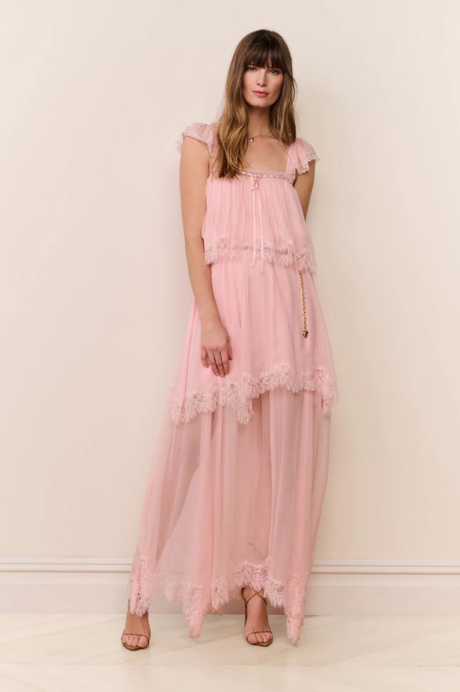 LoveShackFancy Maralee Silk Chiffon Maxi Dress