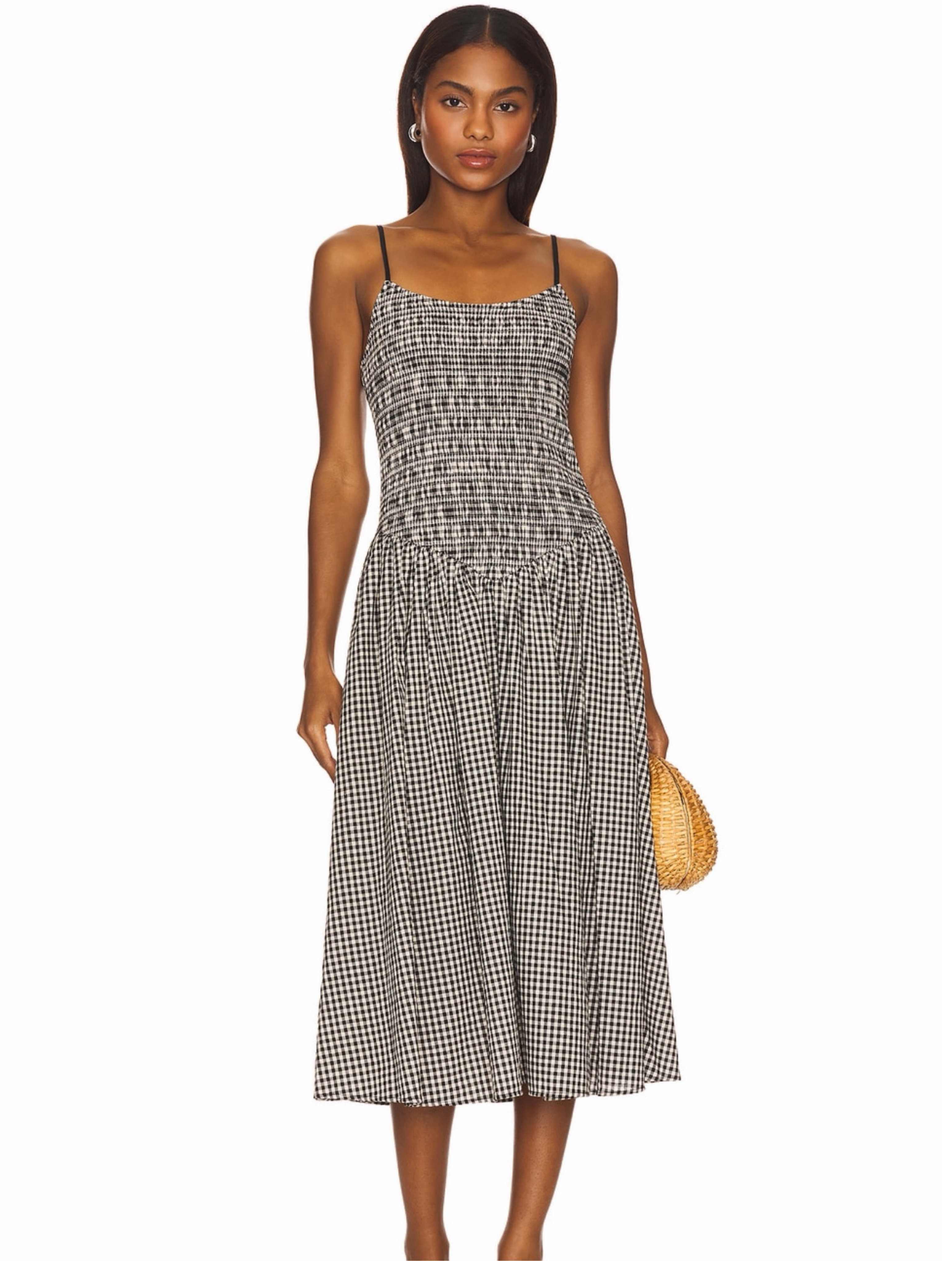 Persephone Midi Dress In Black Gingham by Damson Madder | Pickle