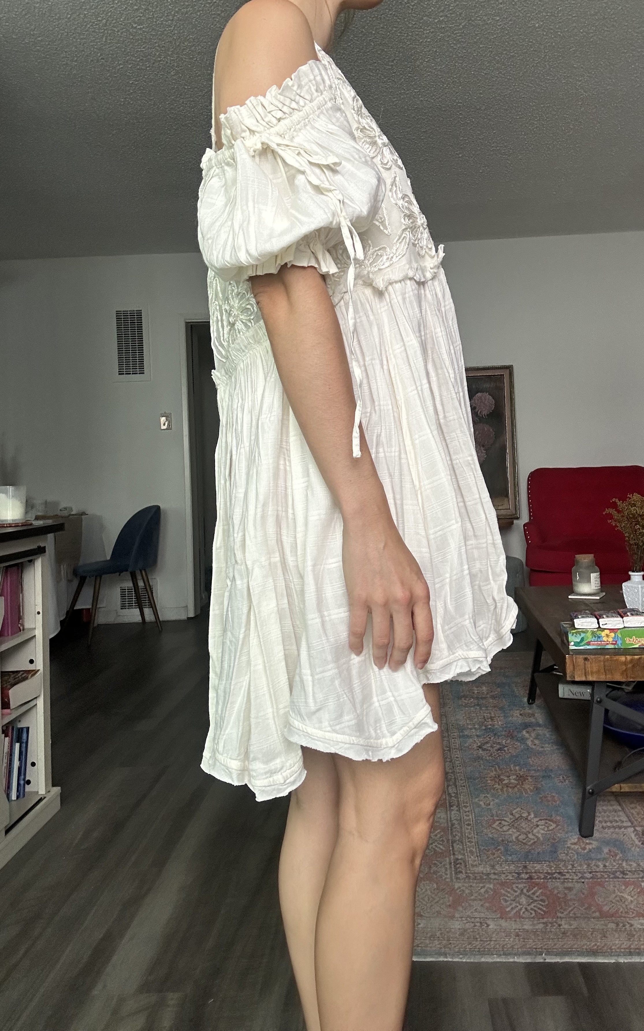 organza white dress Organza Cream Ribbon Midi Dress S / Cream