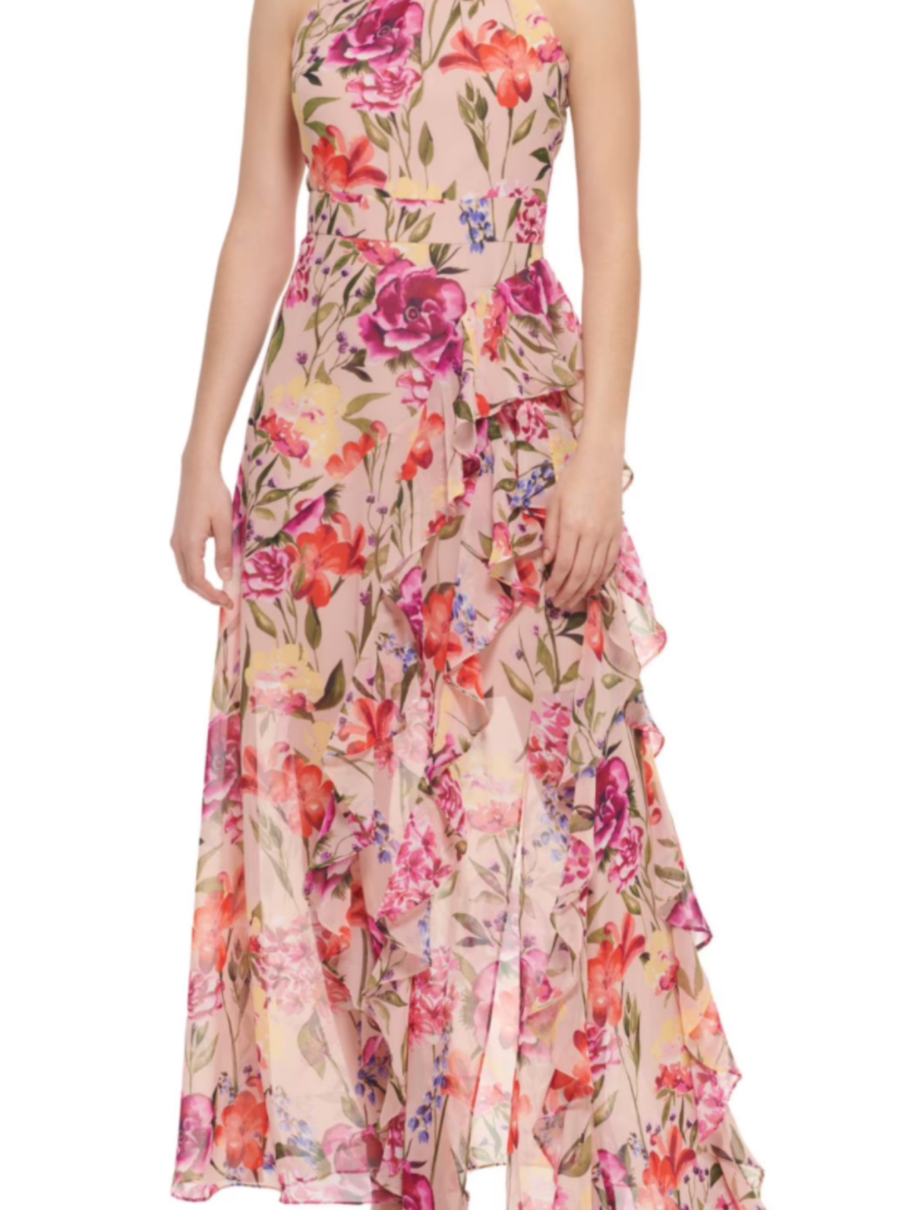eliza j floral print chiffon halter maxi dress Blush by black formal dress?