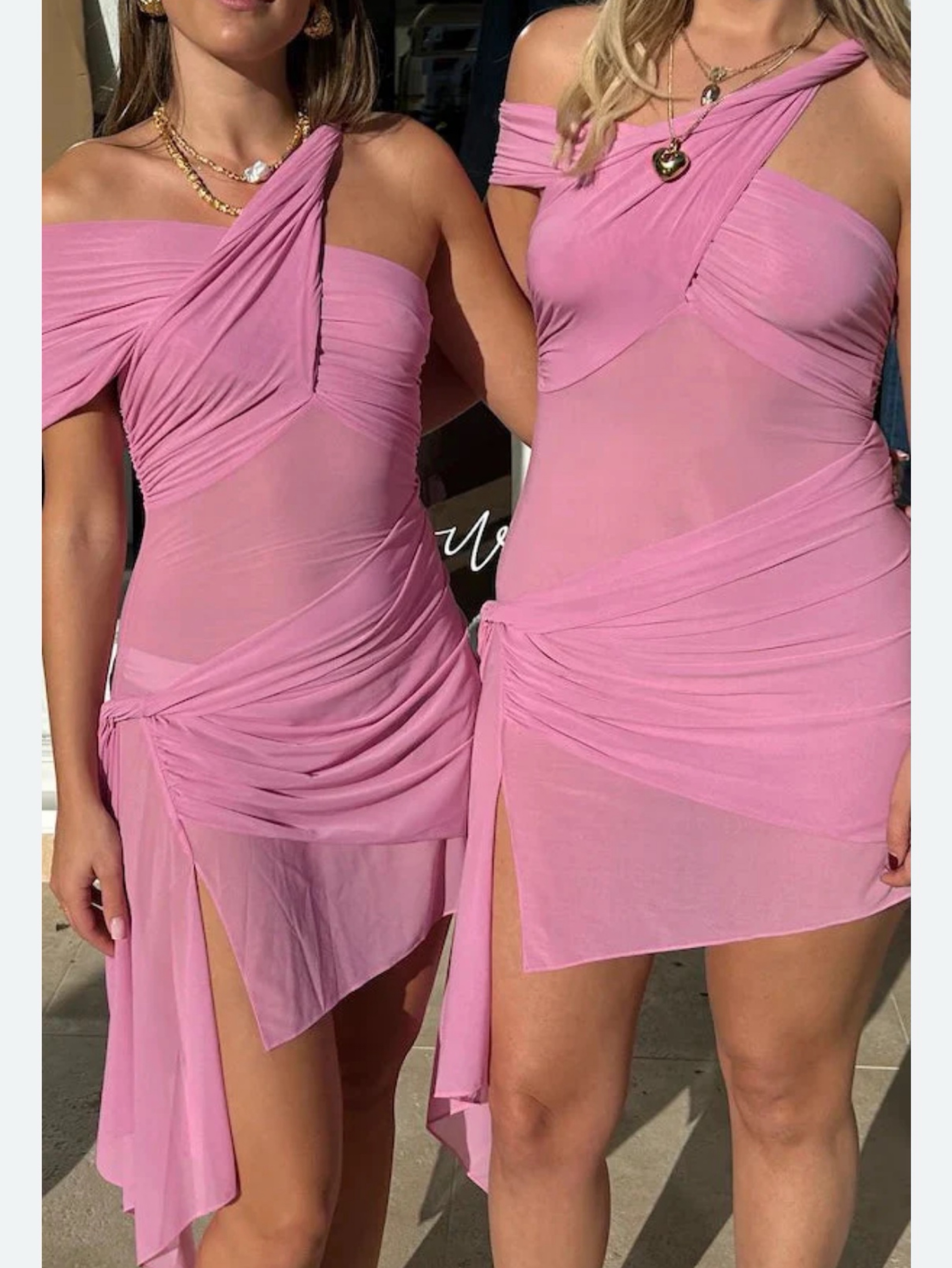 Ronny Kobo Izel Mini Pink Sheer Dress by Ronny Kobo - Pickle