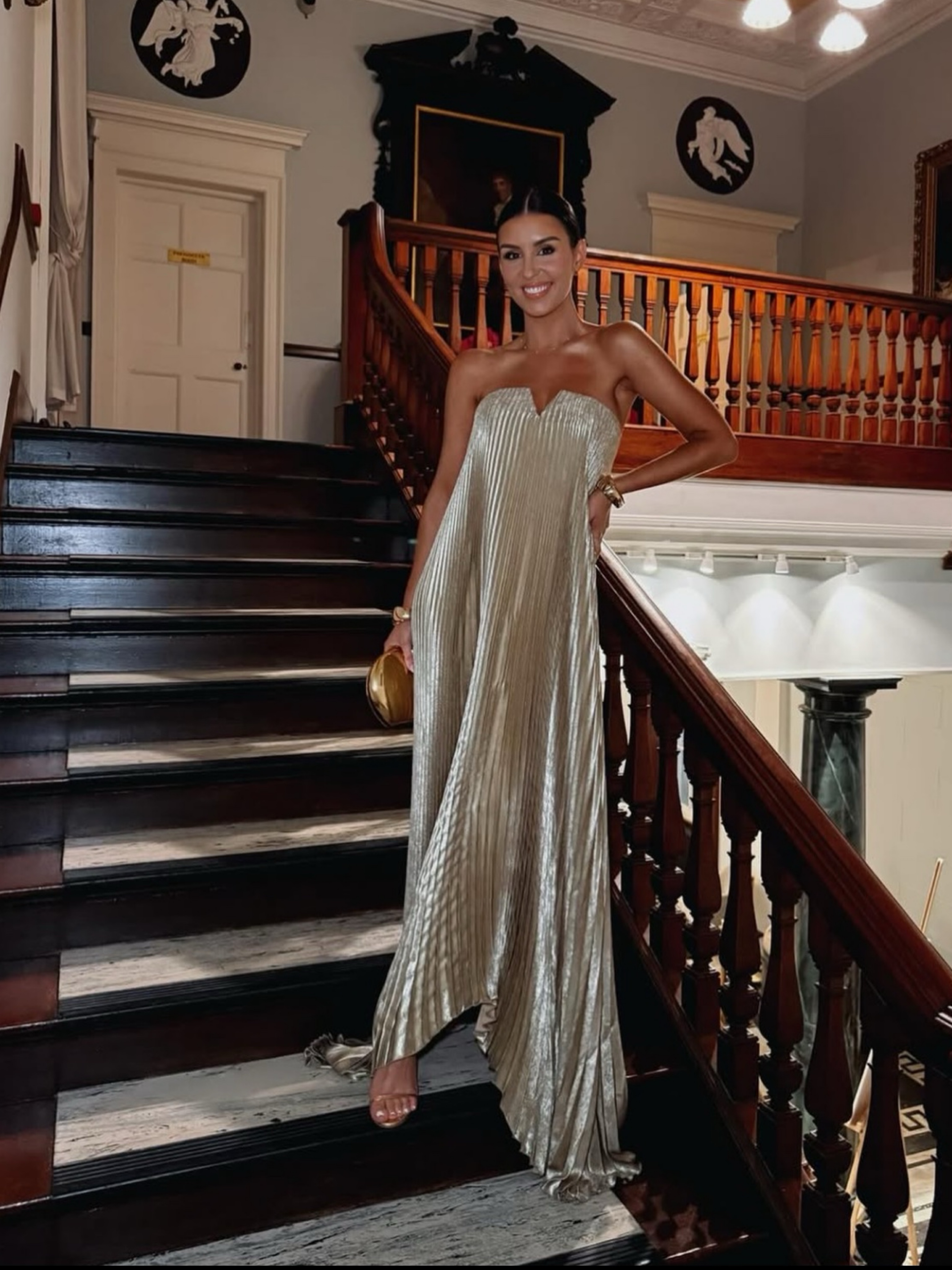 shop gold dresses Karley Sequin Maxi Dress