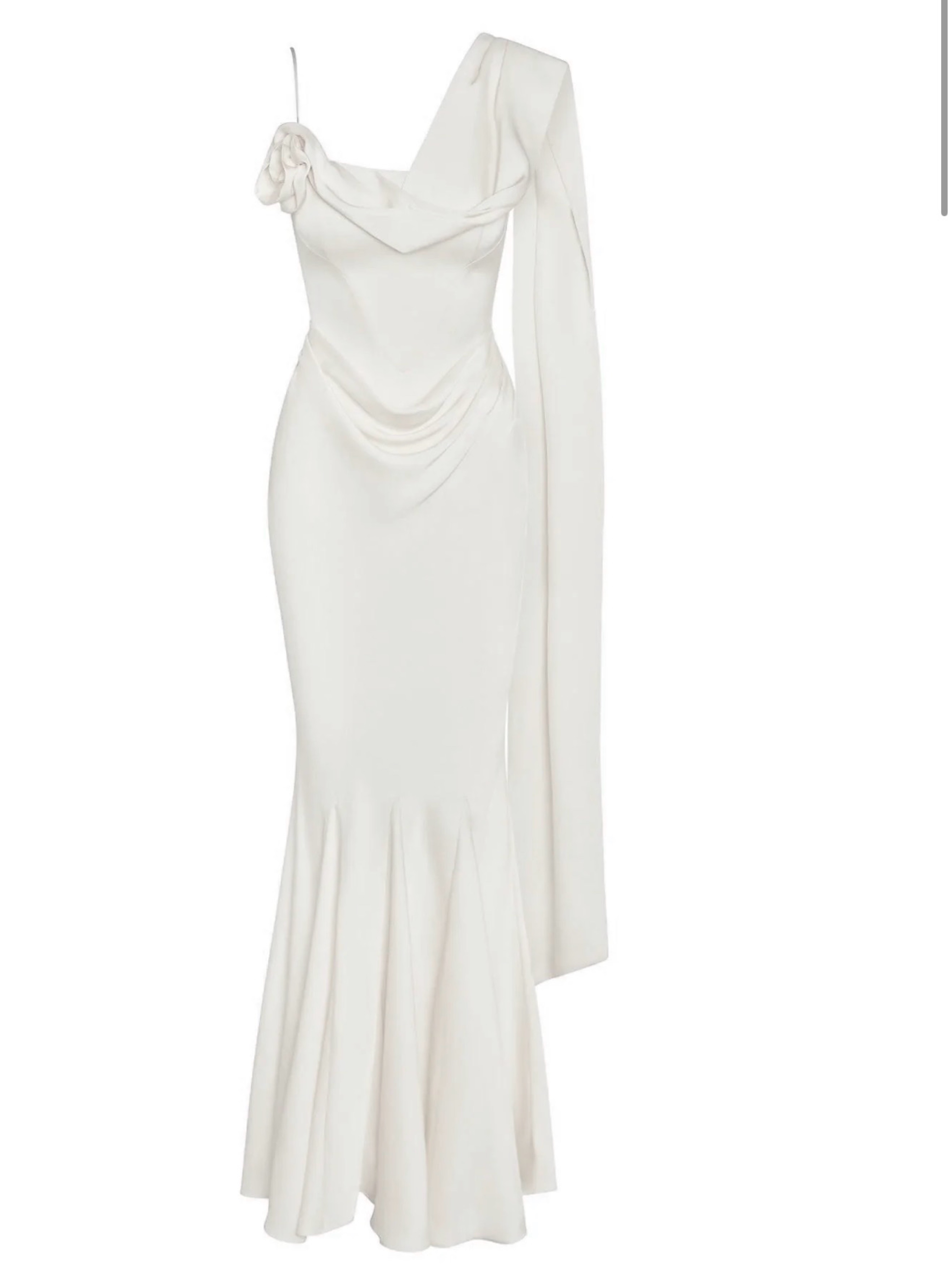 Celine Corset Drape Satin Gown - White