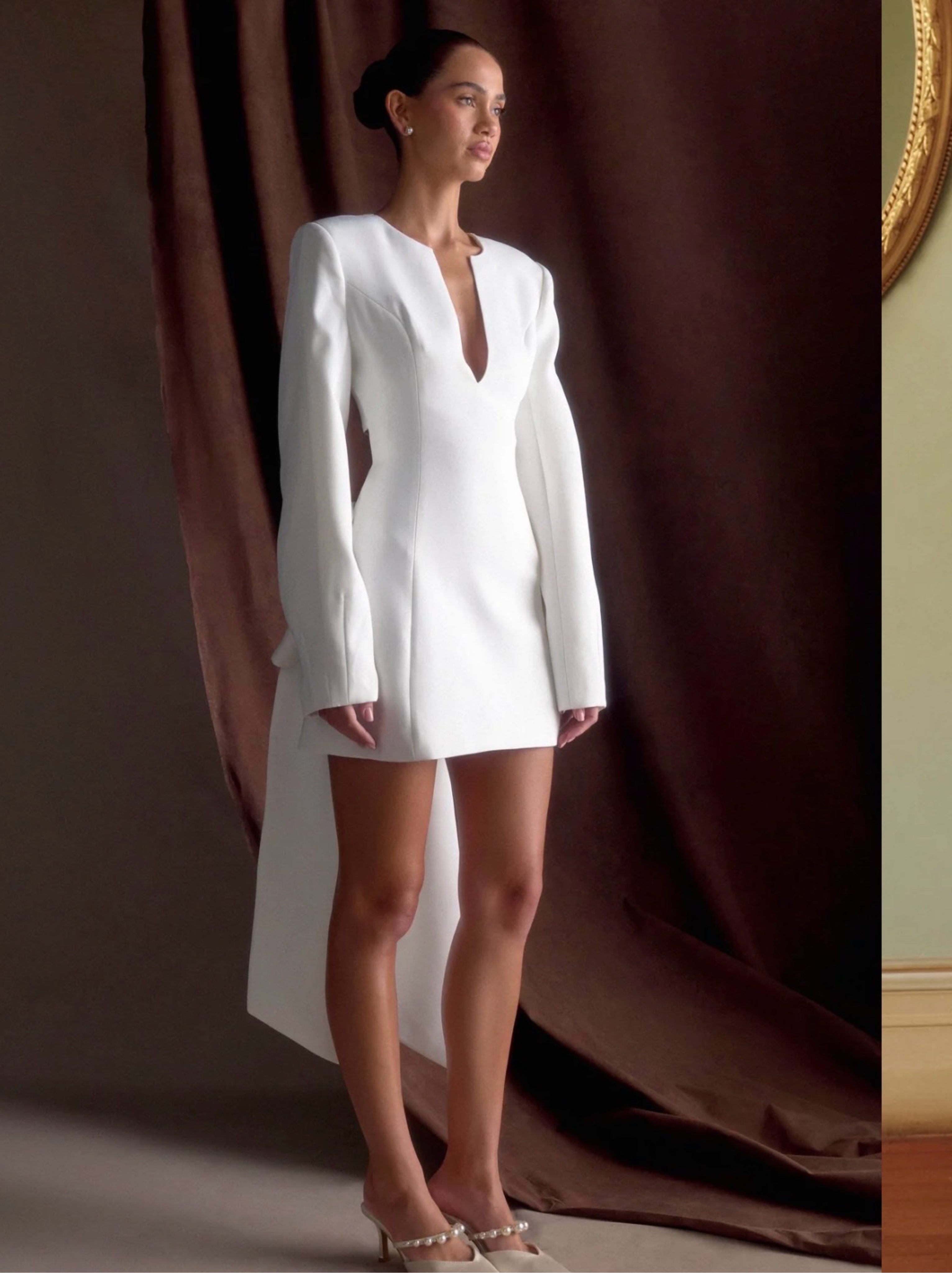 Rosanna Suiting Bow Mini Dress - Ivory