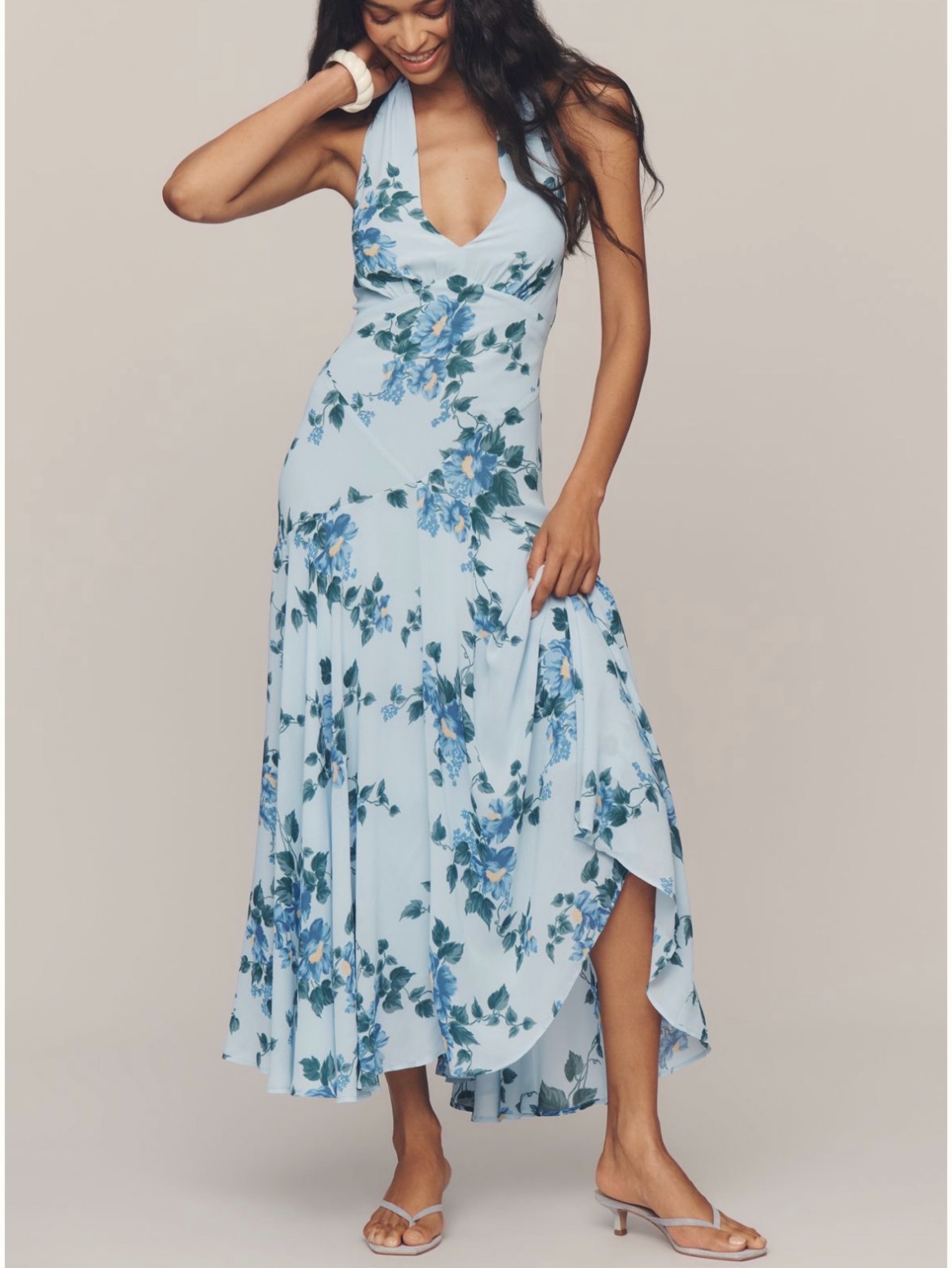 v neck floral drop waist dress V-Neck Floral Drop Waist Dress