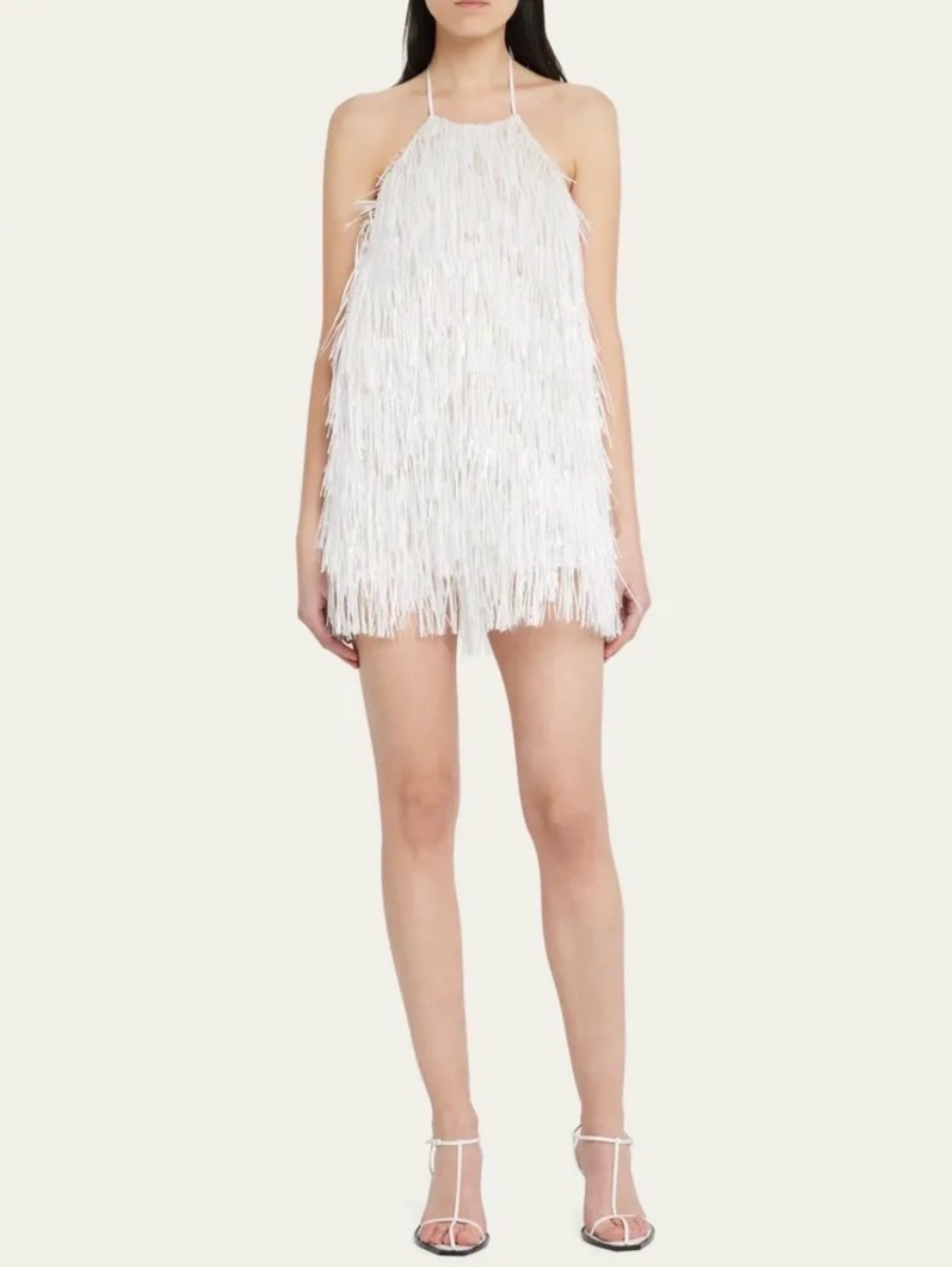 JASON WU S/S 2023 White Silk Fringe Halter Top/ Dress