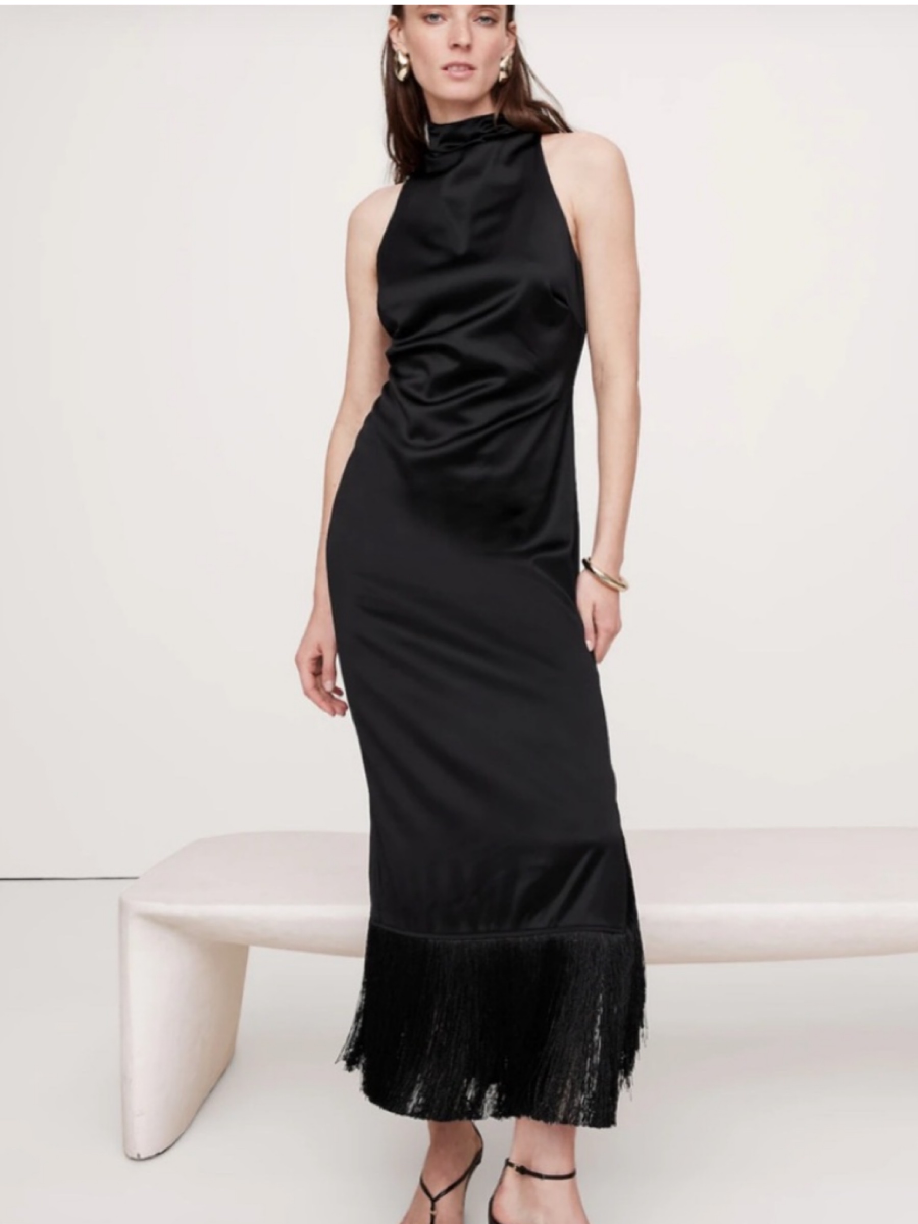 Banana republic black fringe maxi dress by Banana Republic