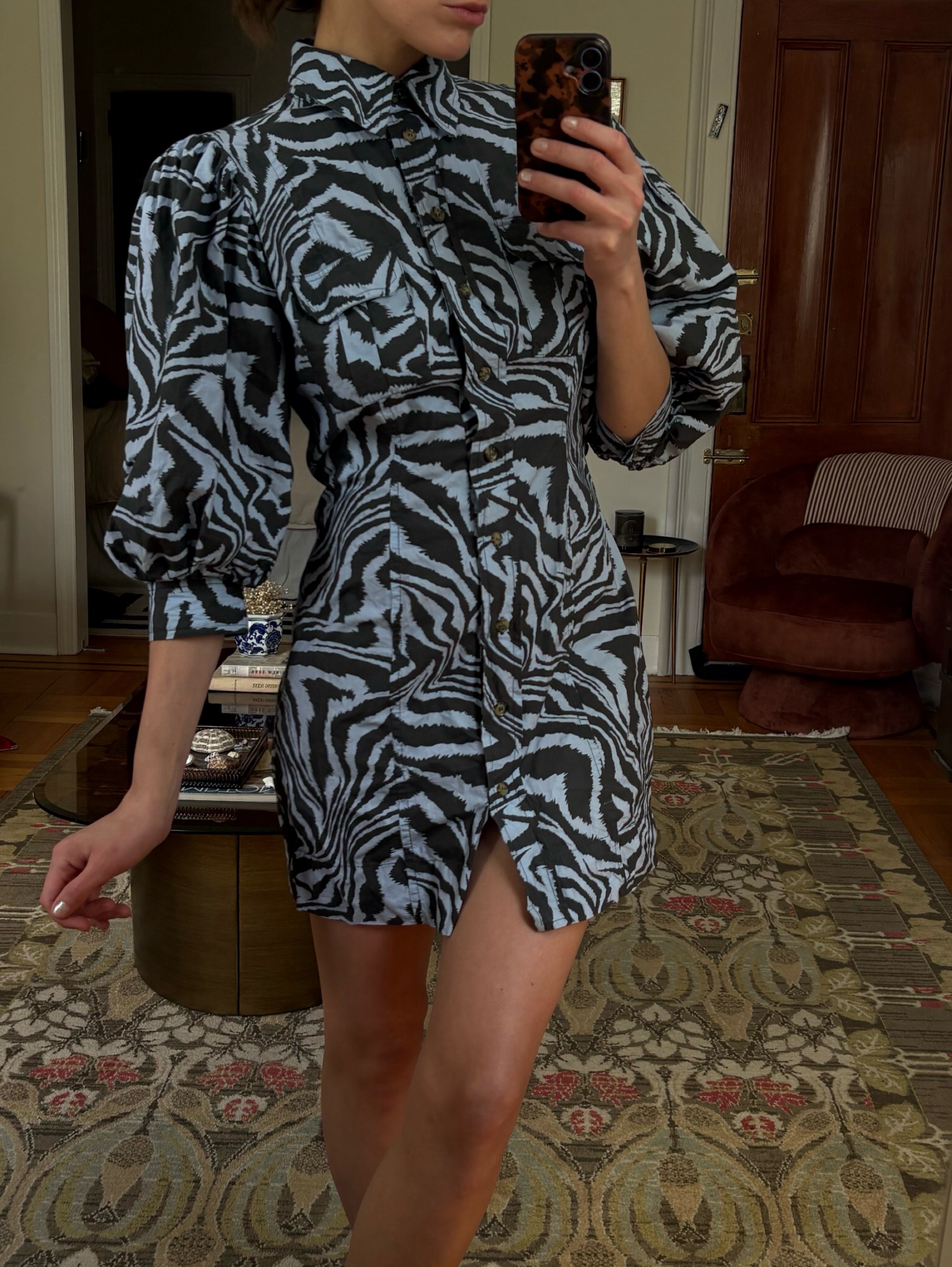 ganni blue zebra dress Ganni Zebra Dress Discount