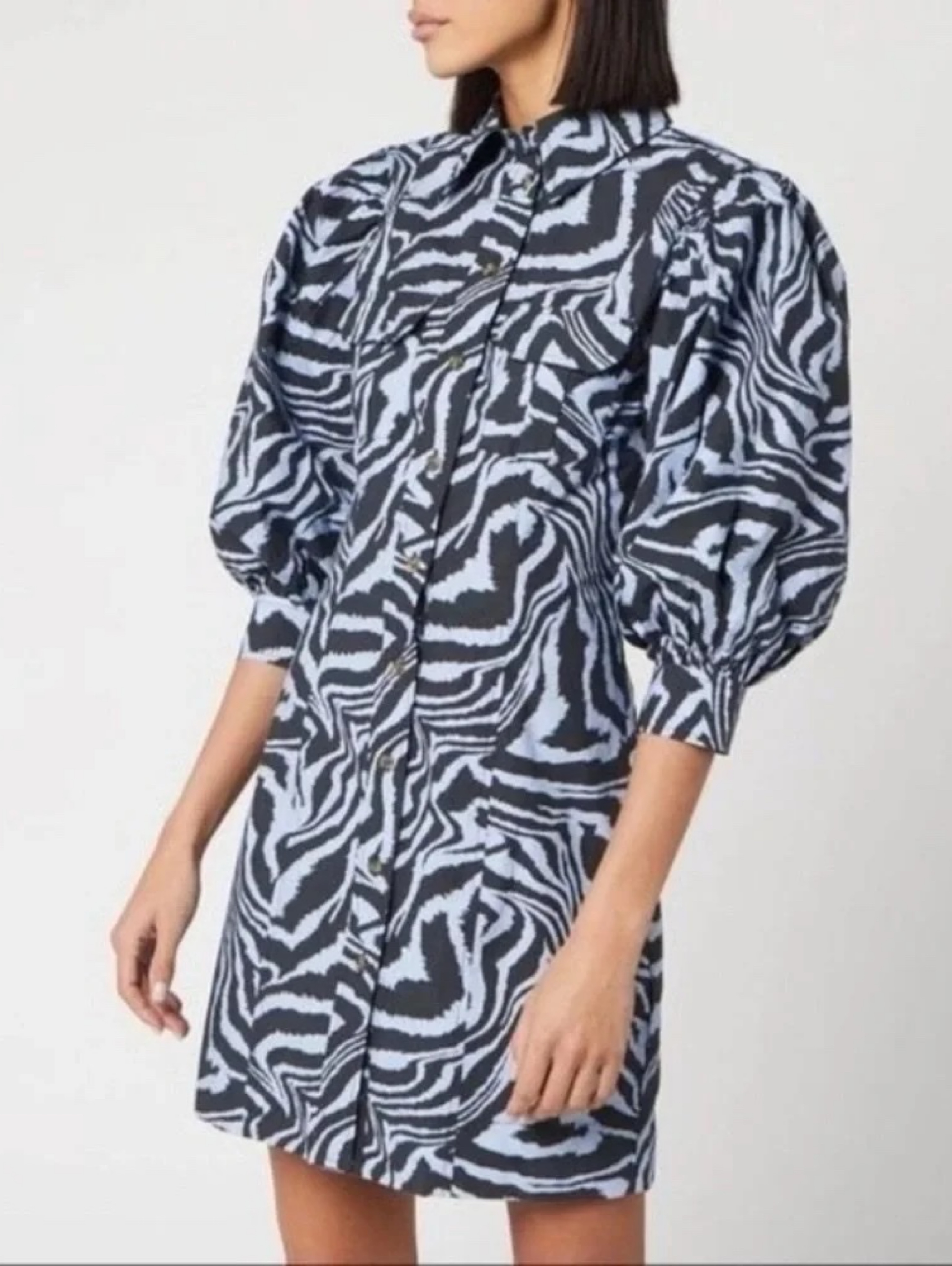 blue and black zebra print dress Blue & Black Zebra Print Wrap Front Dress