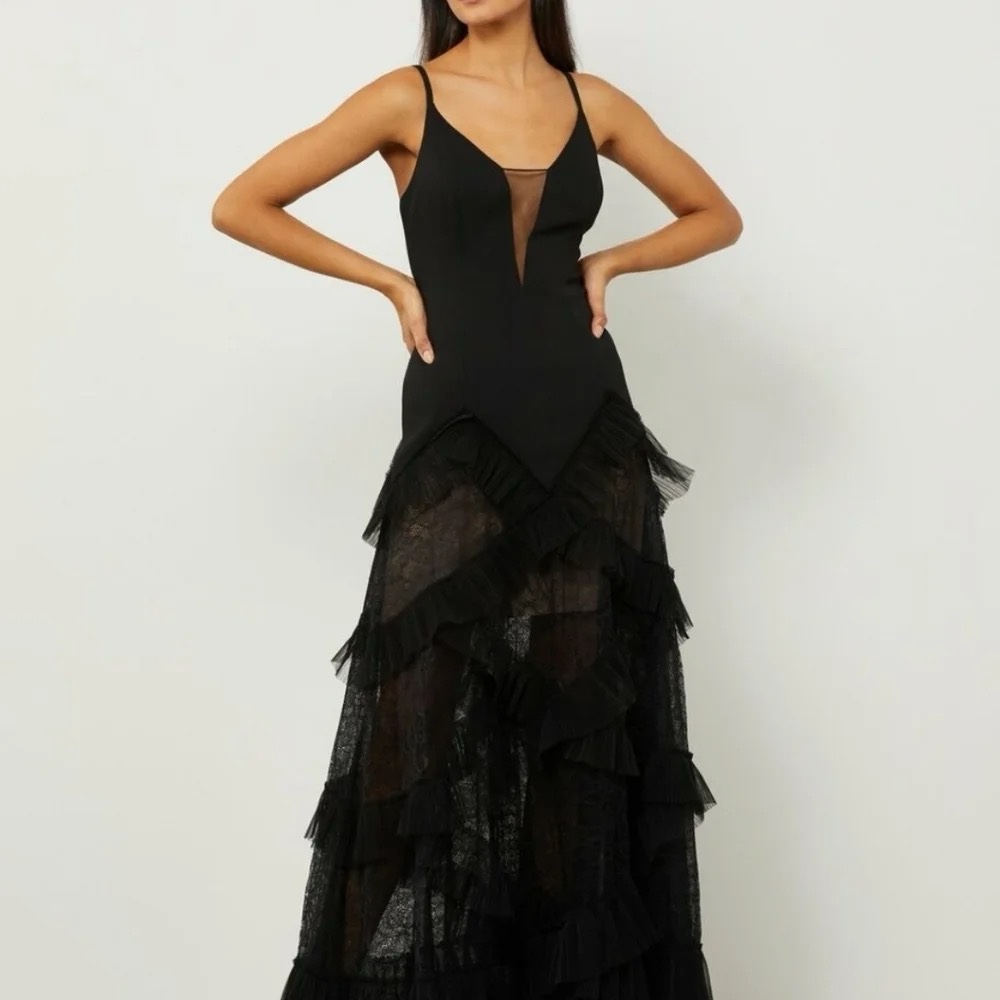 bcbg black tulle dress Dot Tulle Gown main image 0