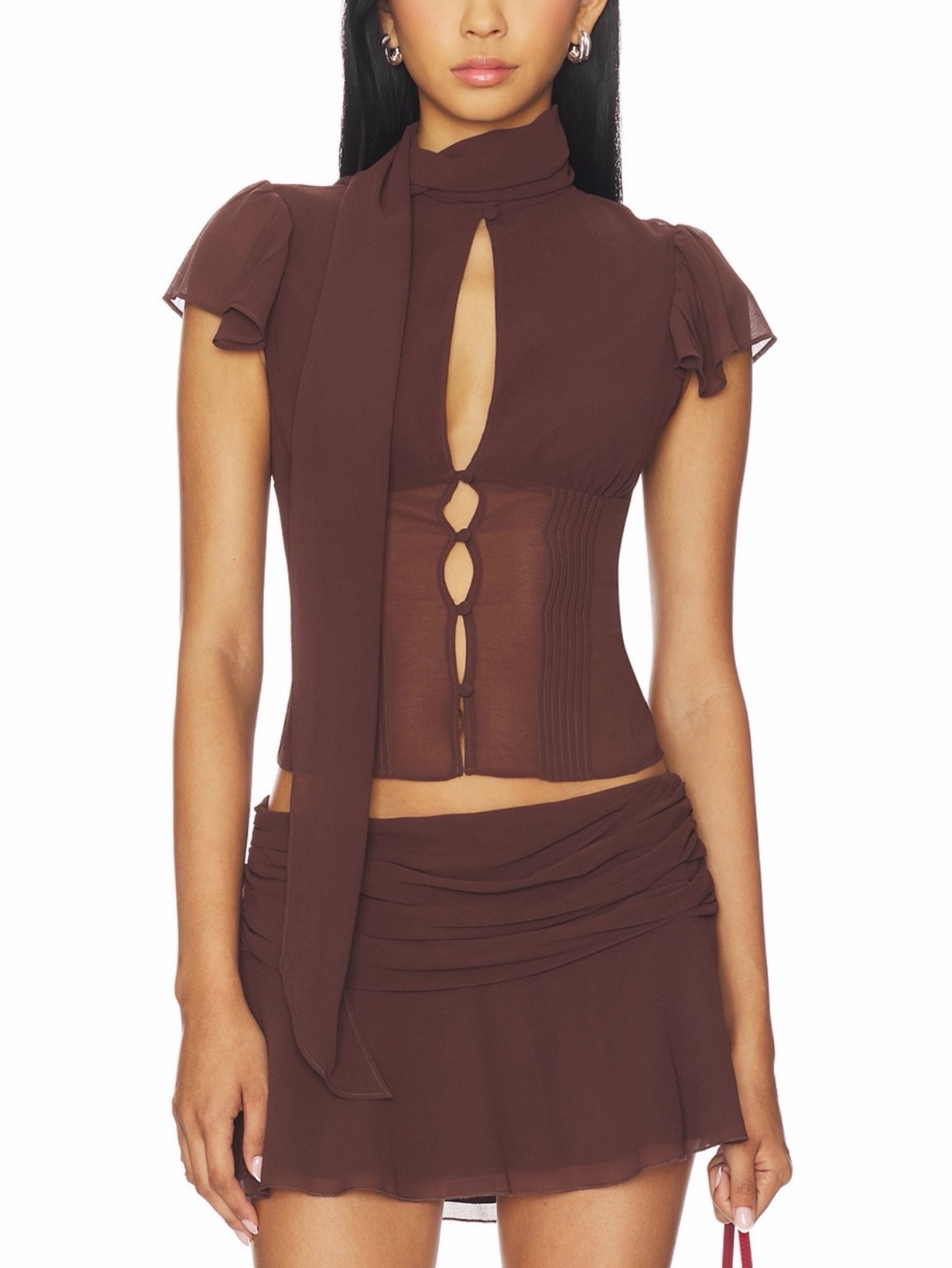 Guizio set (Top & Skirt) Espresso
