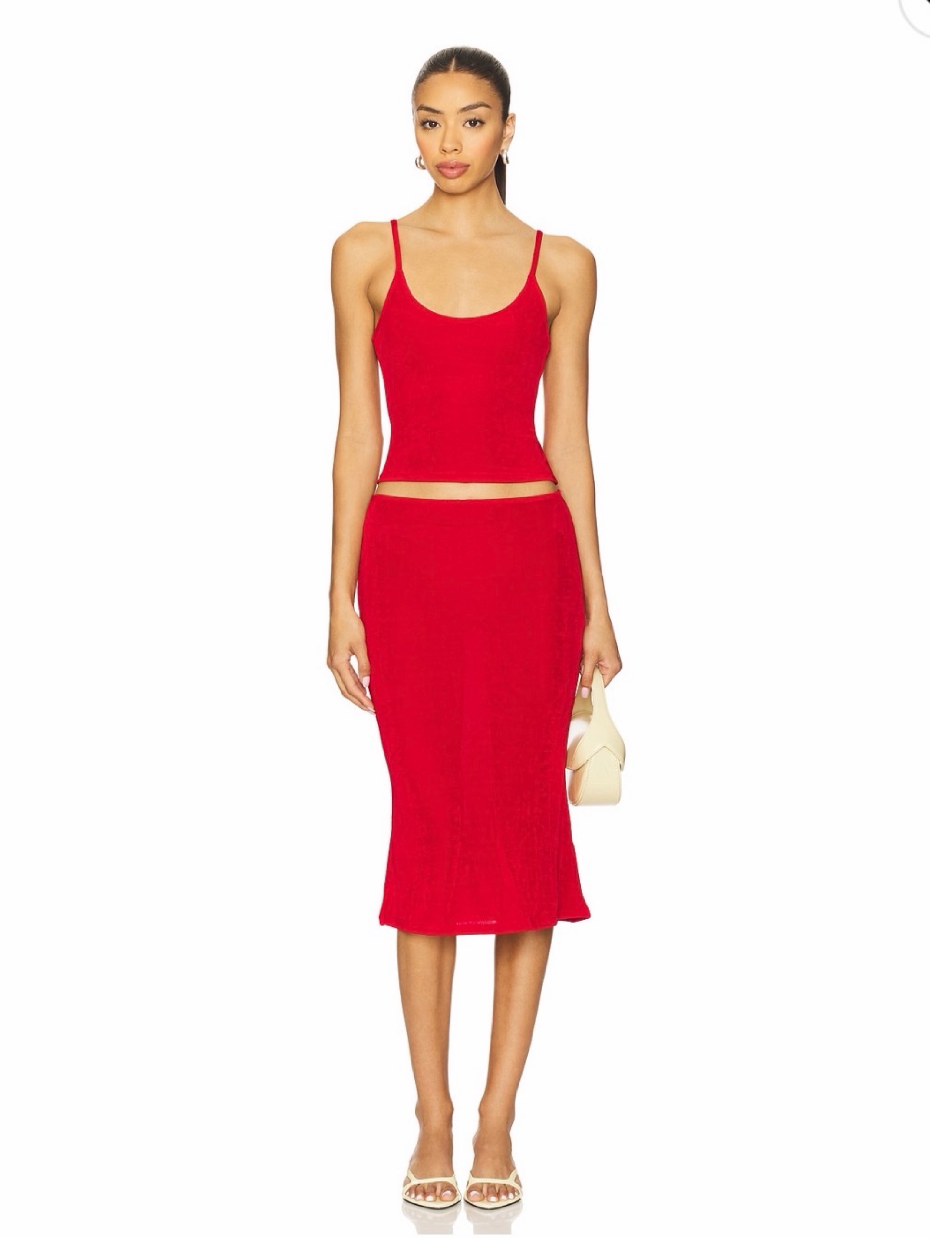 Guizio- Red Cutout Midi skirt