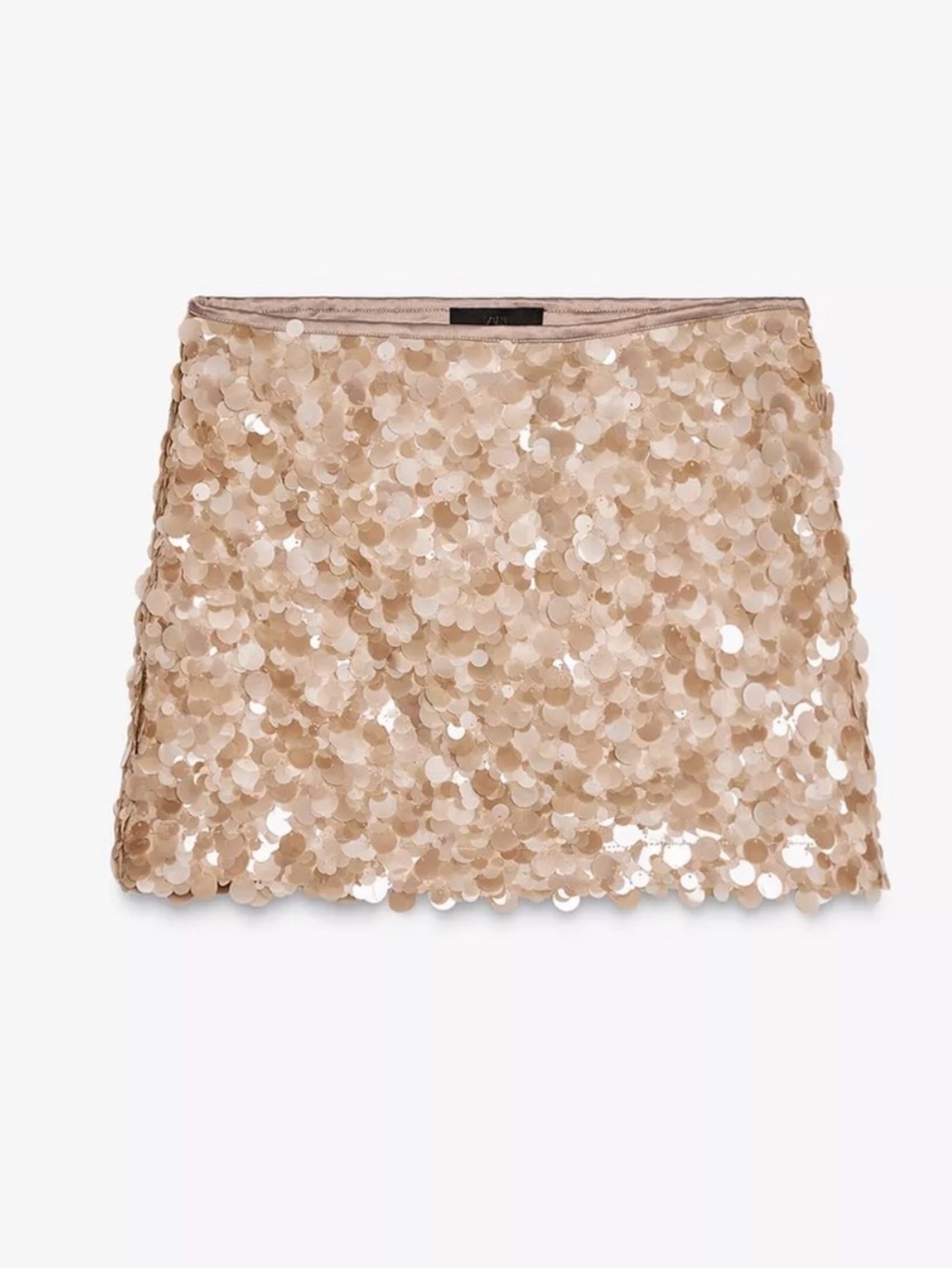 Zara sequins Champagne Mini Skirt