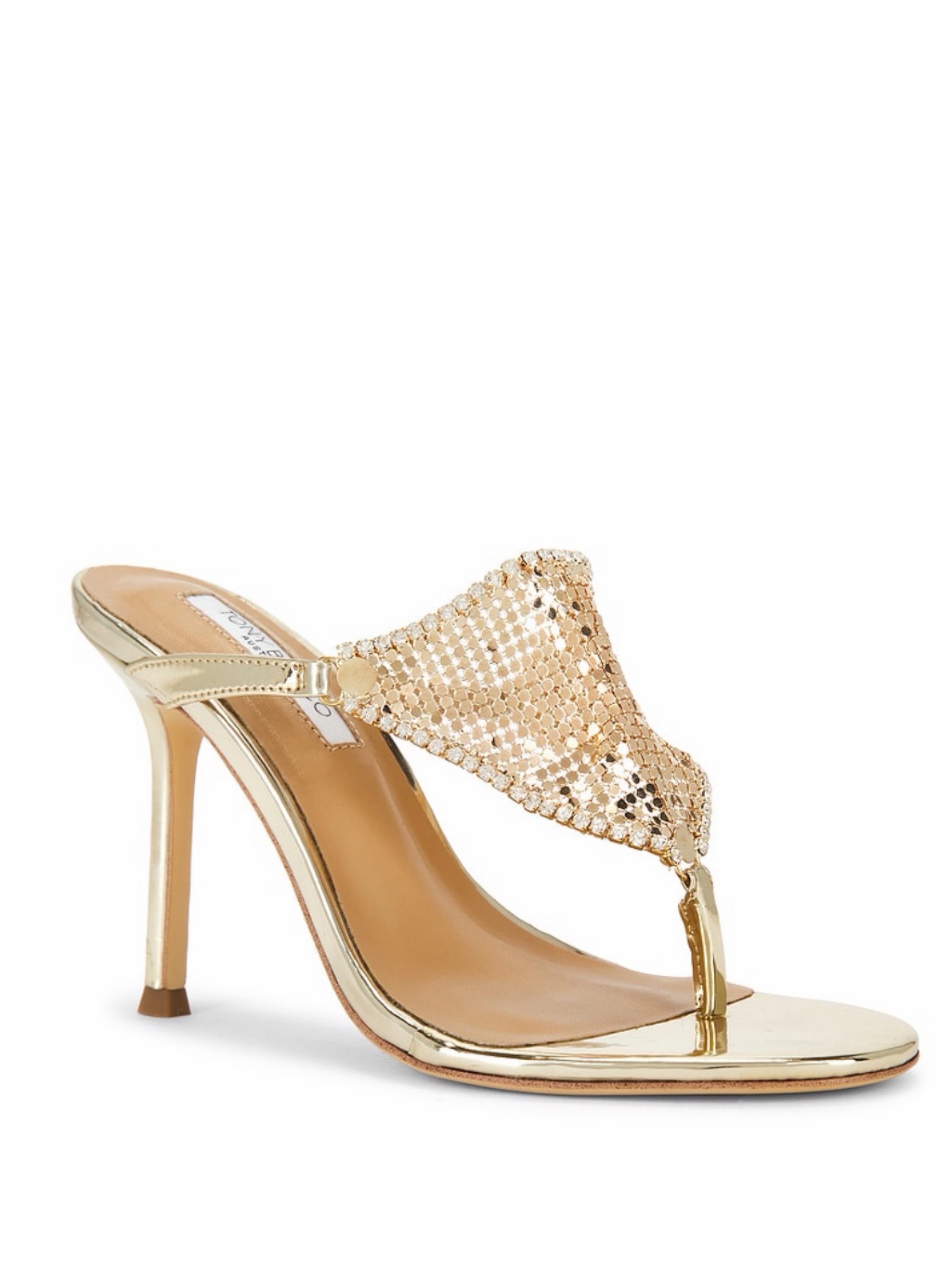 Tomy Bianco- Demure Sandal In Gold Glomesh