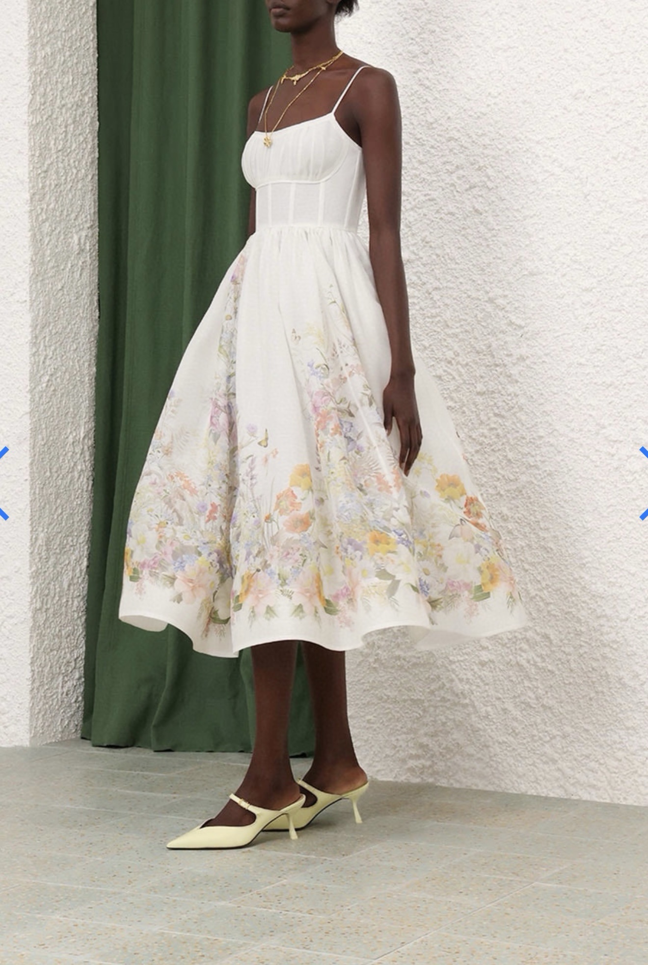 natura ruched midi dress Zimmermann Natura Ruched Midi Dress in Light Peach