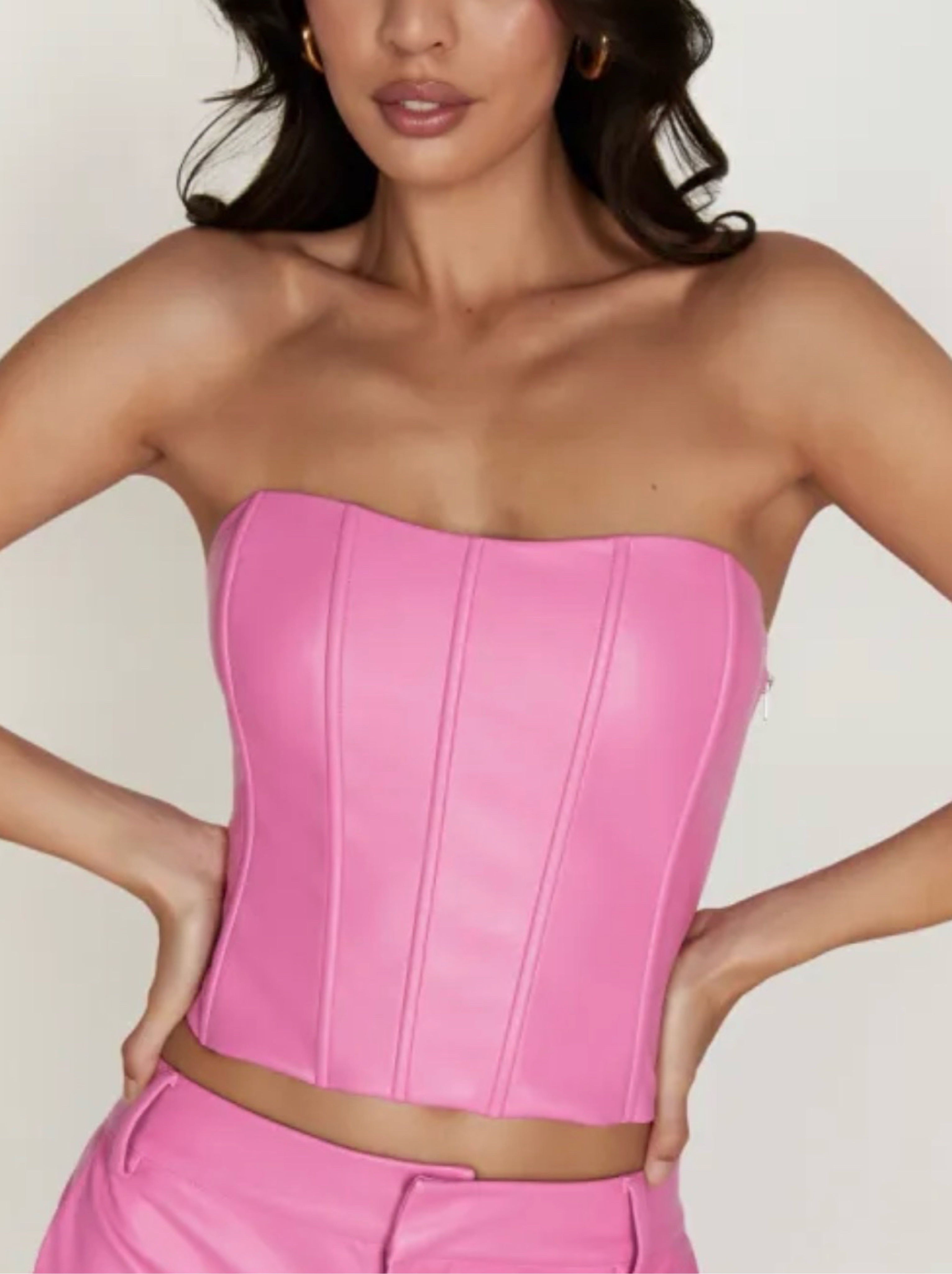 pink leather corset dress Handmade Hooded Pink Leather Dress Women's Corset Style Gown Made to Measure