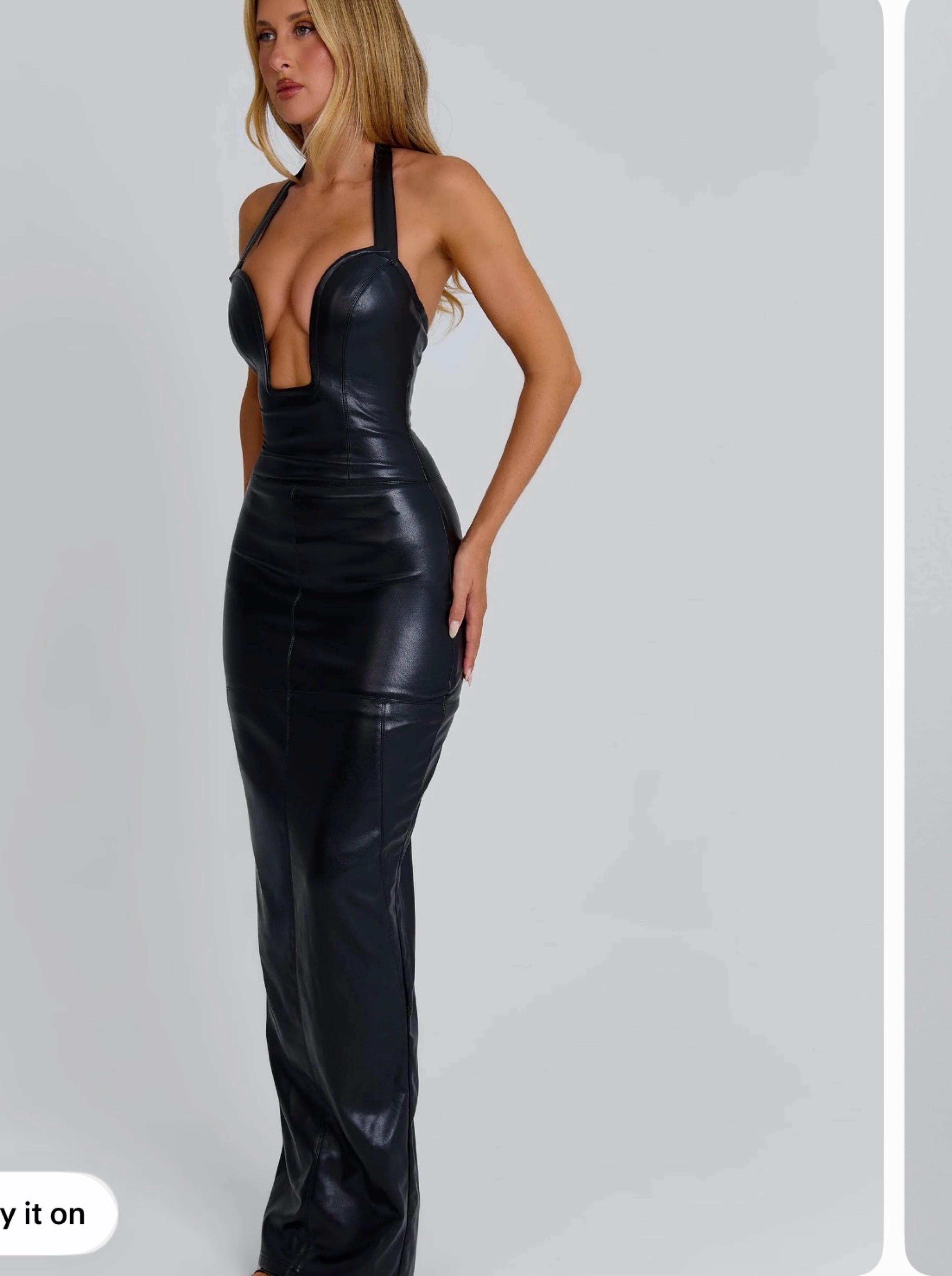 Black Faux Leather Halter Maxi Dress by Outcast Clothing - Pickle
