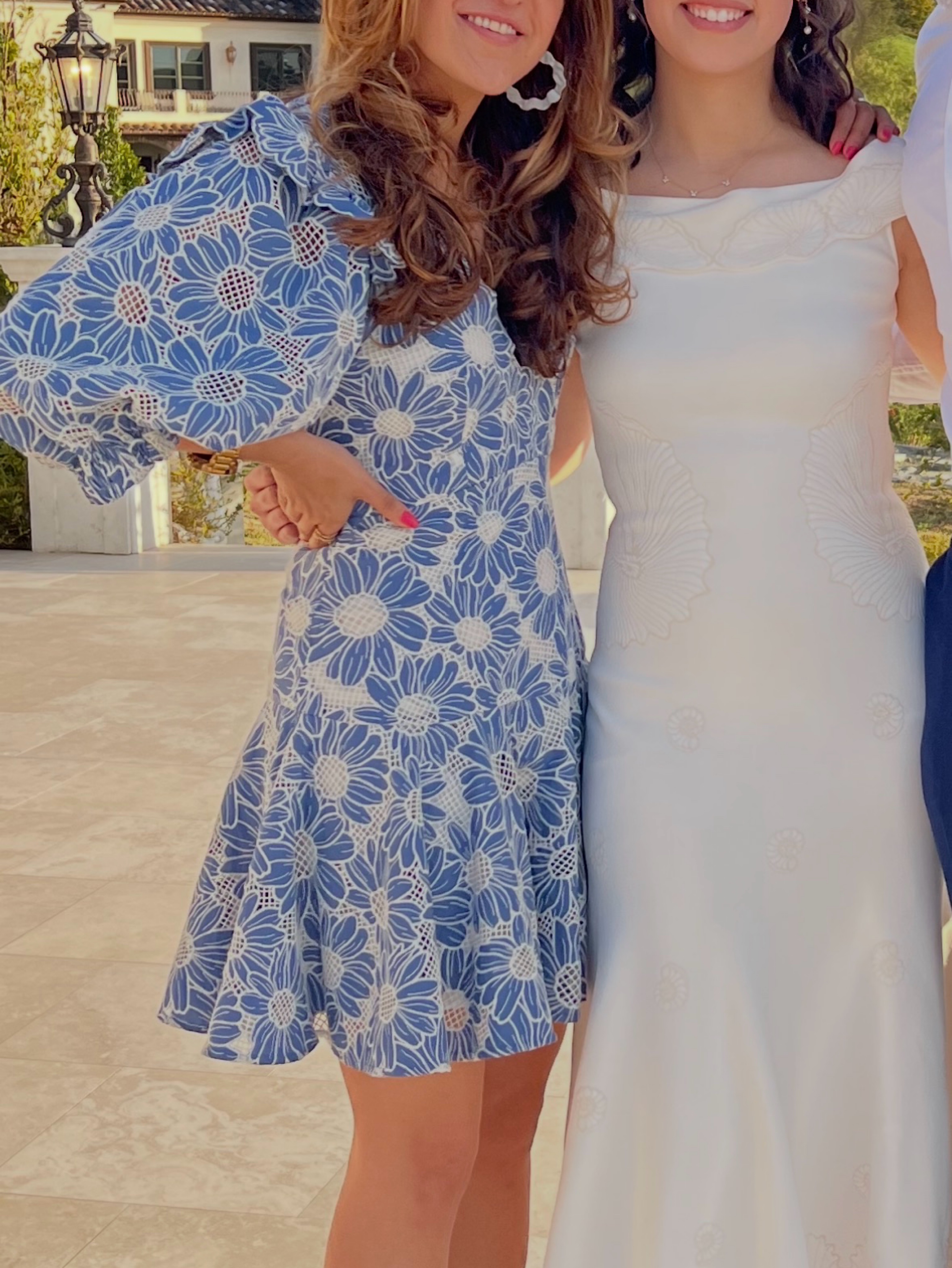 sandro blue white dress Beaded knit maxi dress