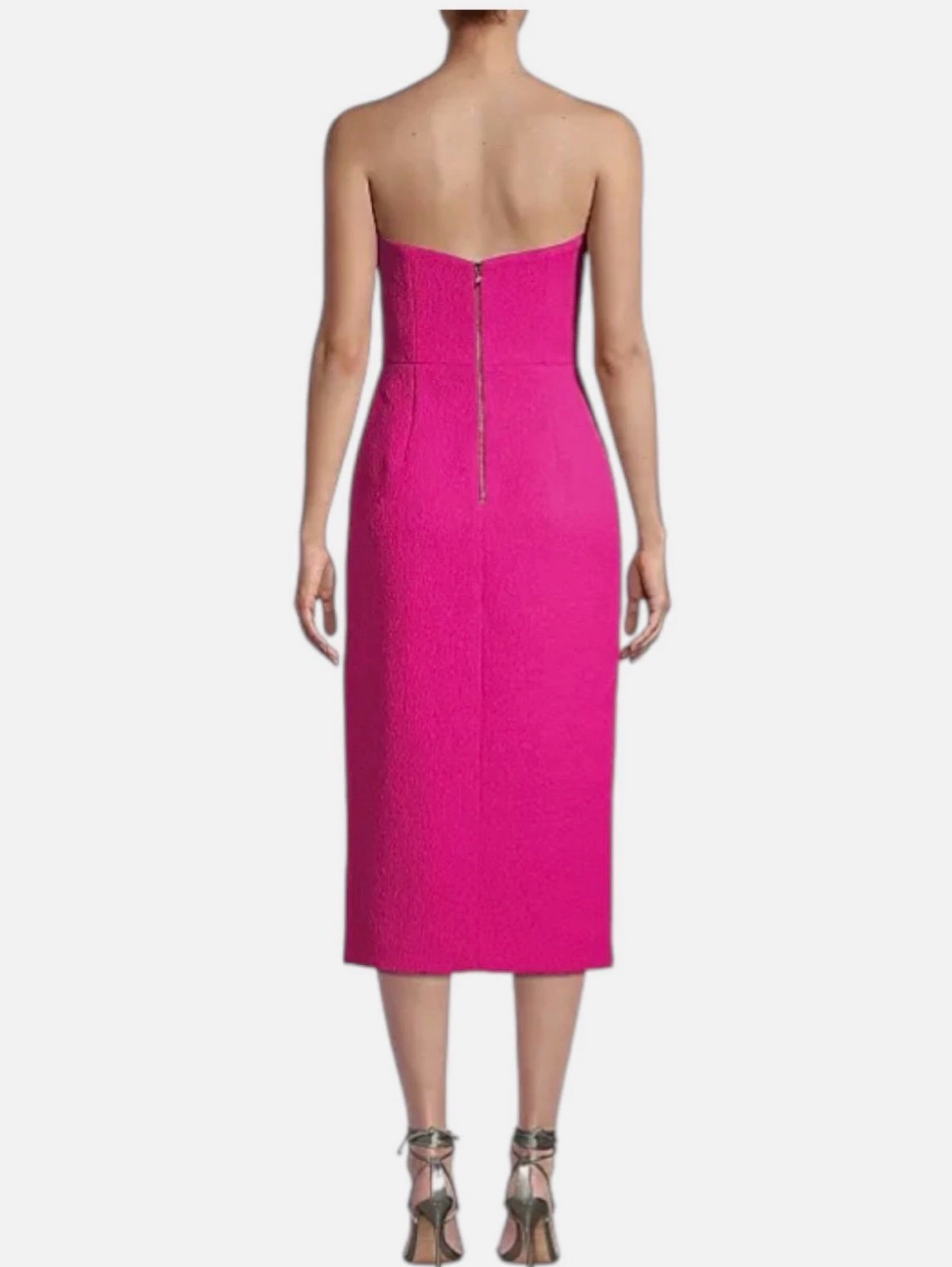 rebecca vallance hot pink dress Rebecca Vallance Hot Pink Strapless Bow Midi Dress by Rebecca Vallance