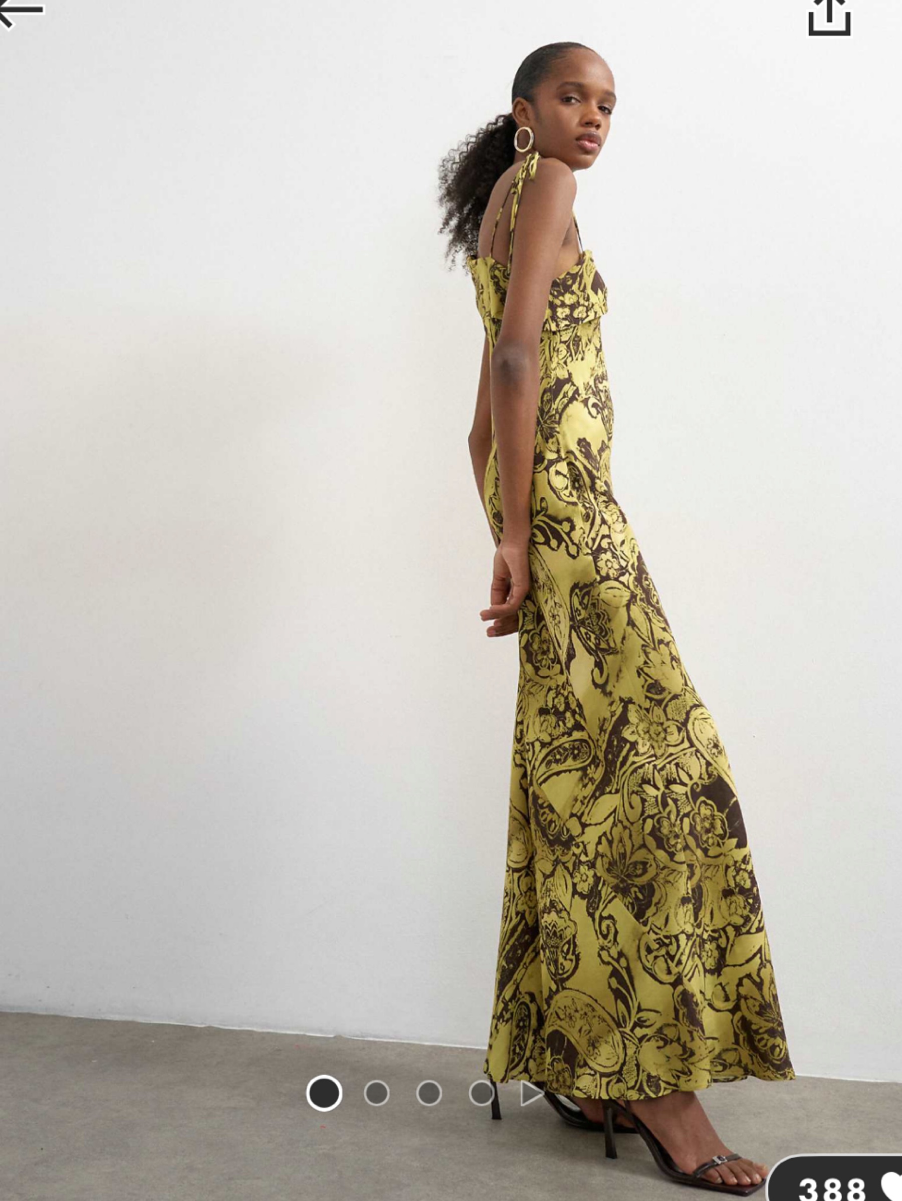 Green Pleated Butterfly Maxi Dress by MANGO | Pickle