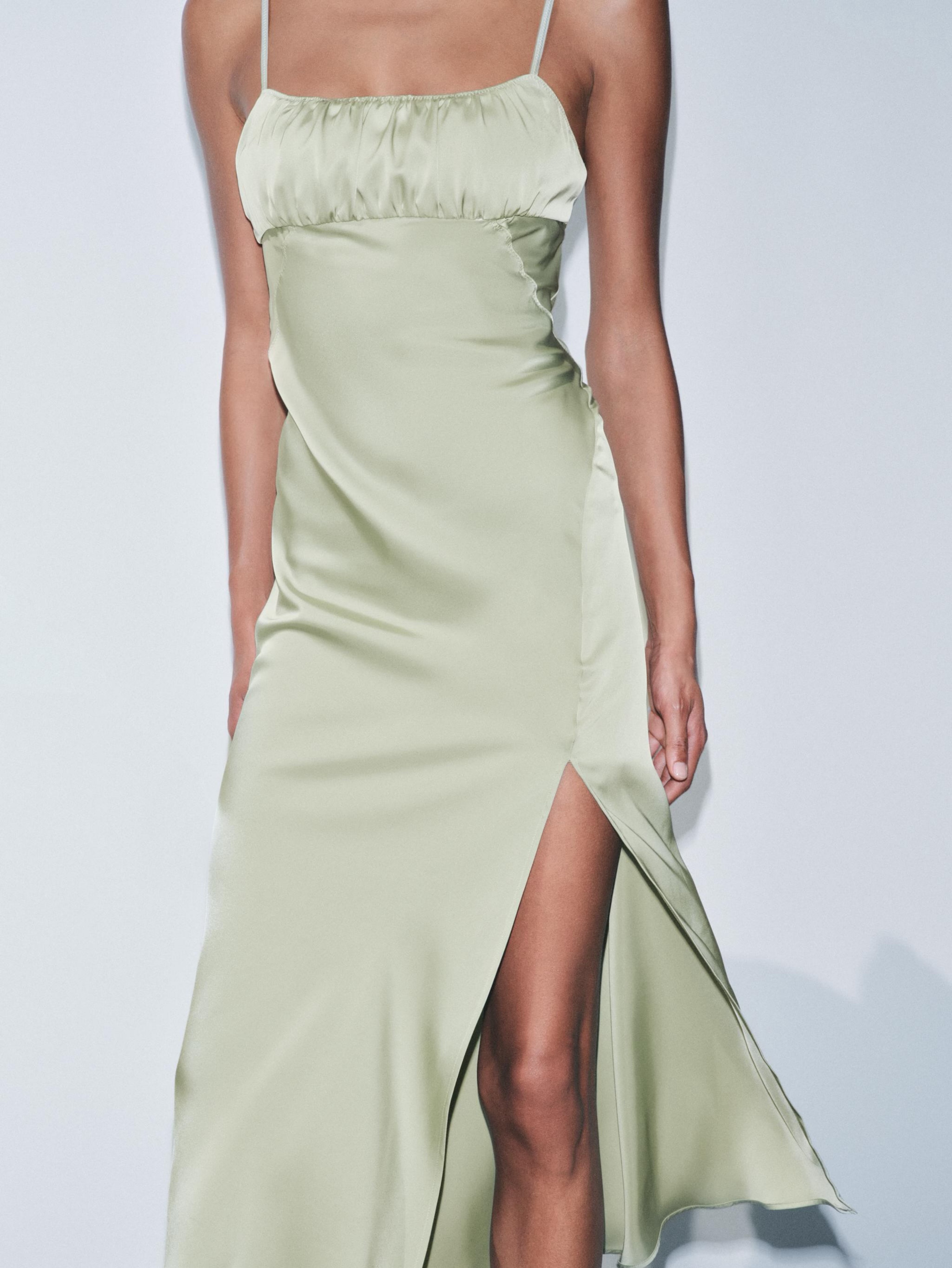 zara silk dress green Women's Green Dresses