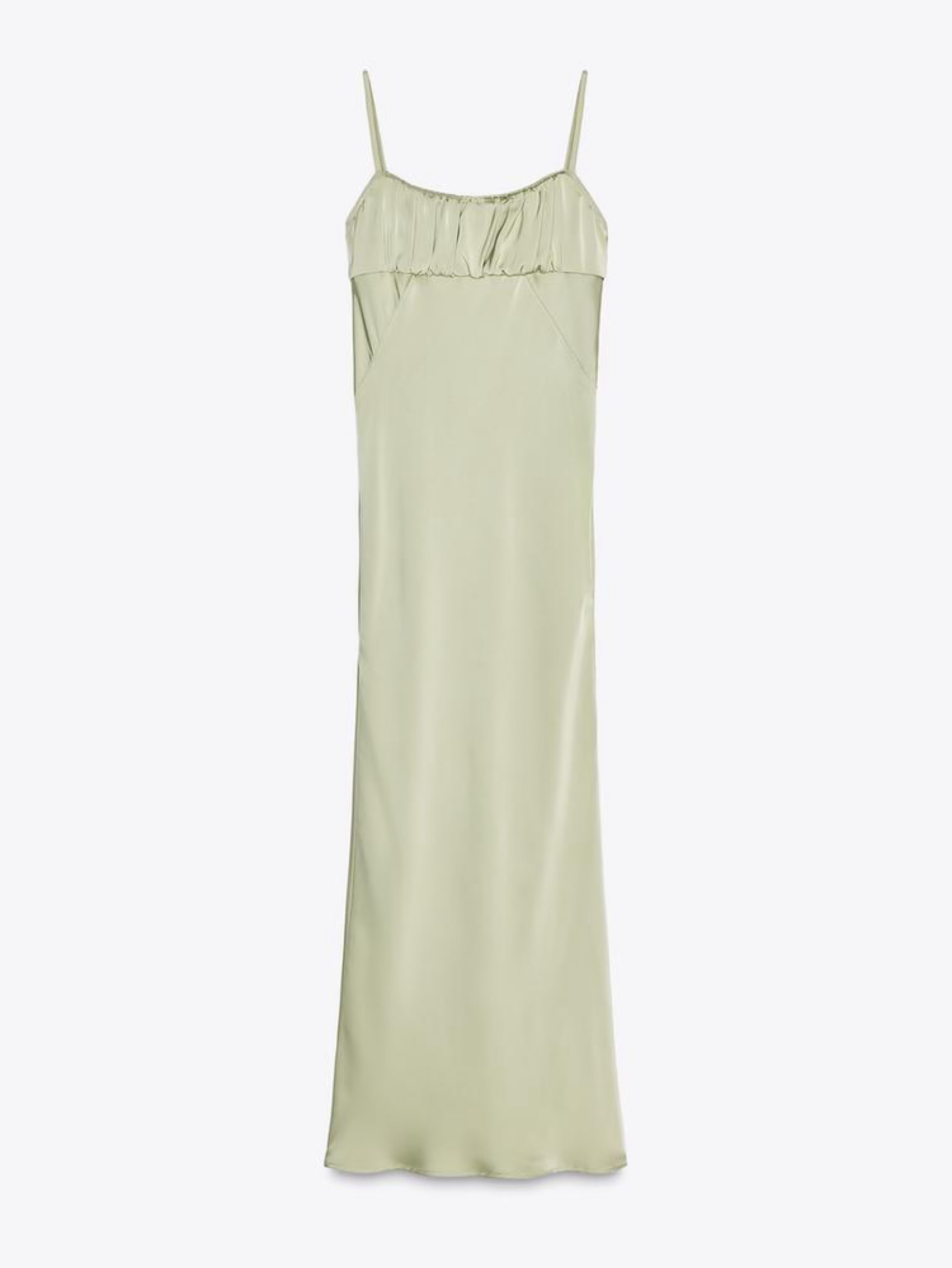 green satin midi dress zara SATIN EFFECT MIDI DRESS - Lime green