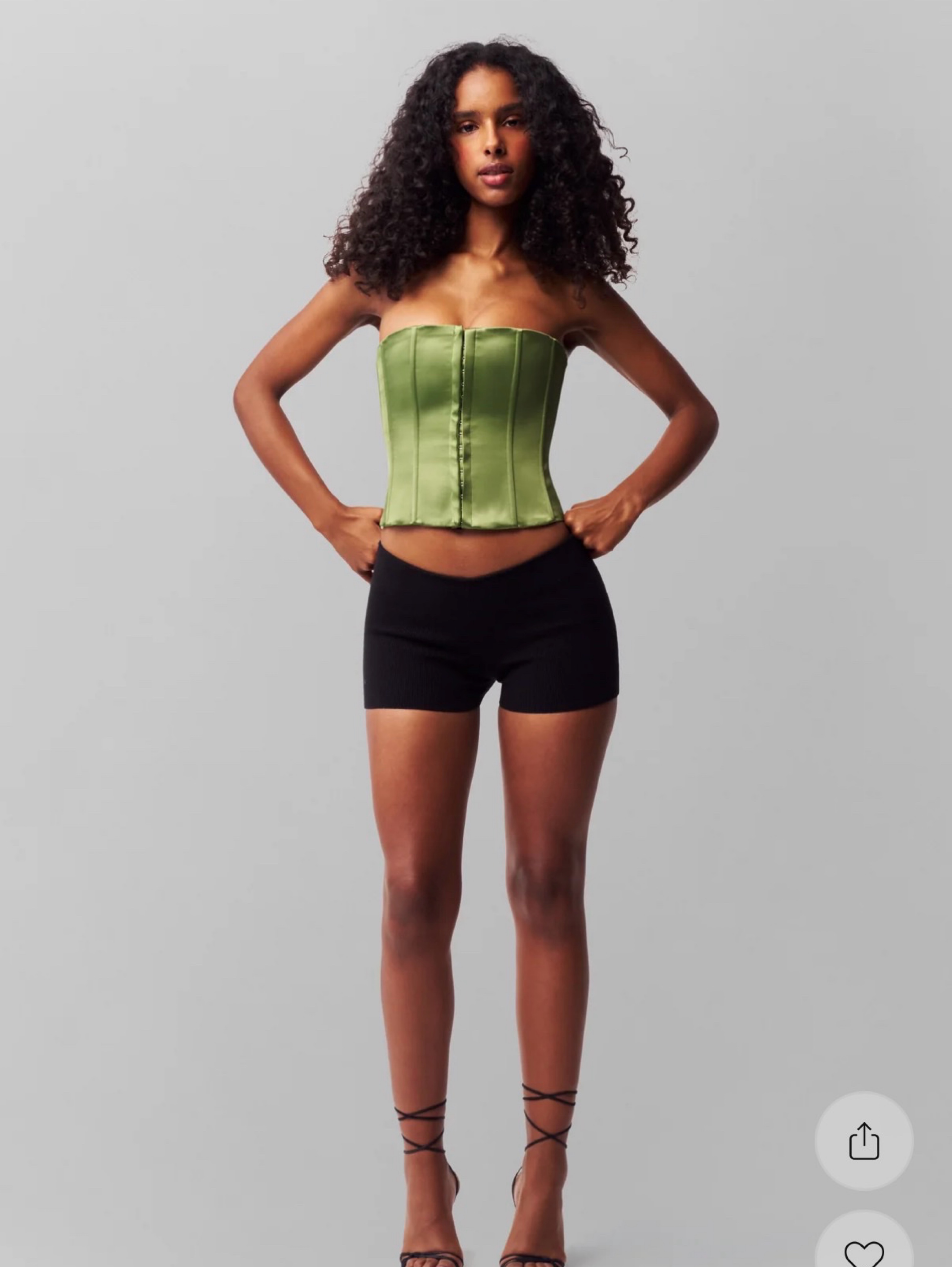 Guizio- Green Satin Corset Top by Danielle Guizio - Pickle