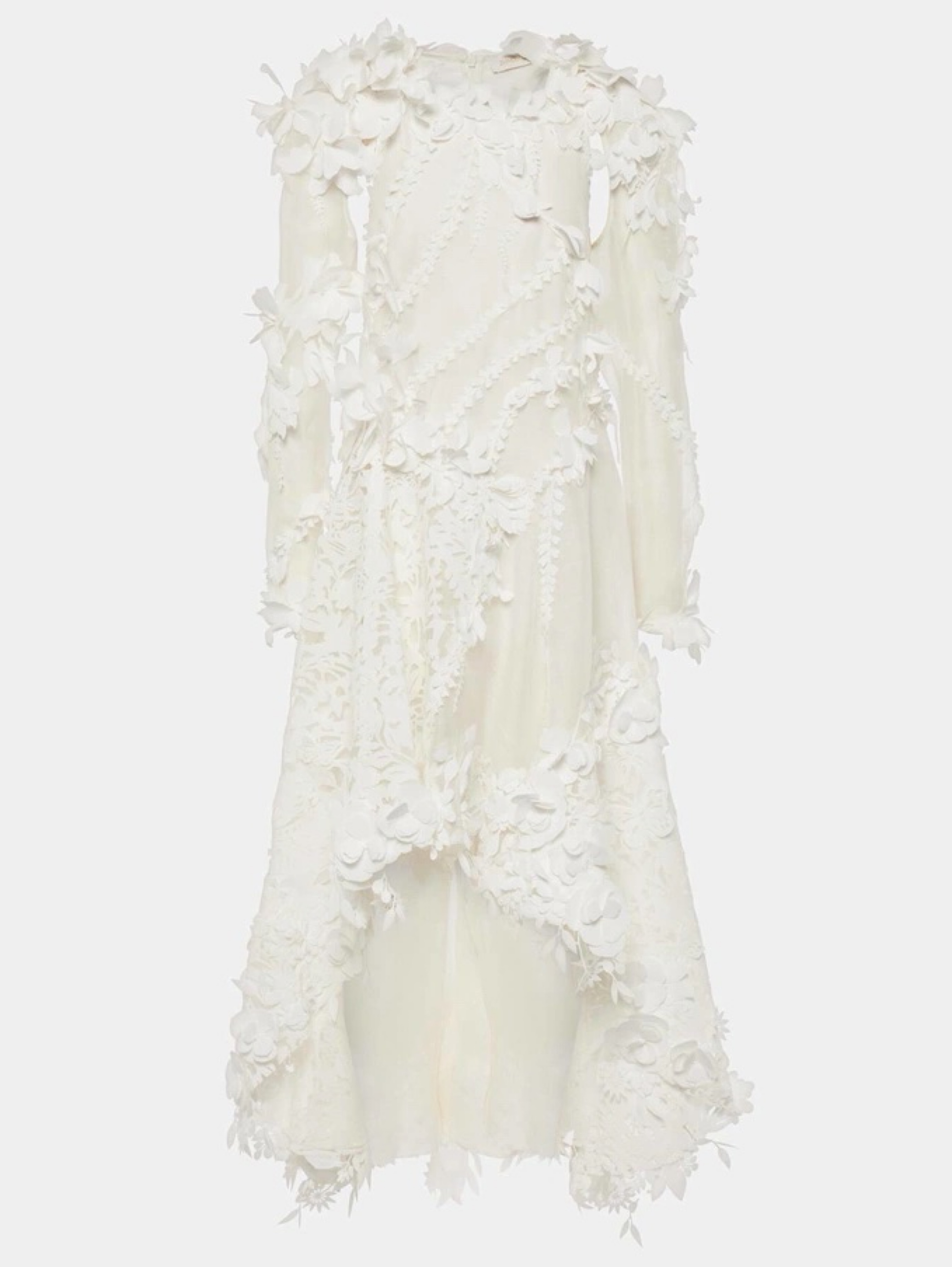ZIMMERMANN White Cutout Floral Linen and Silk-Blend Maxi Dress