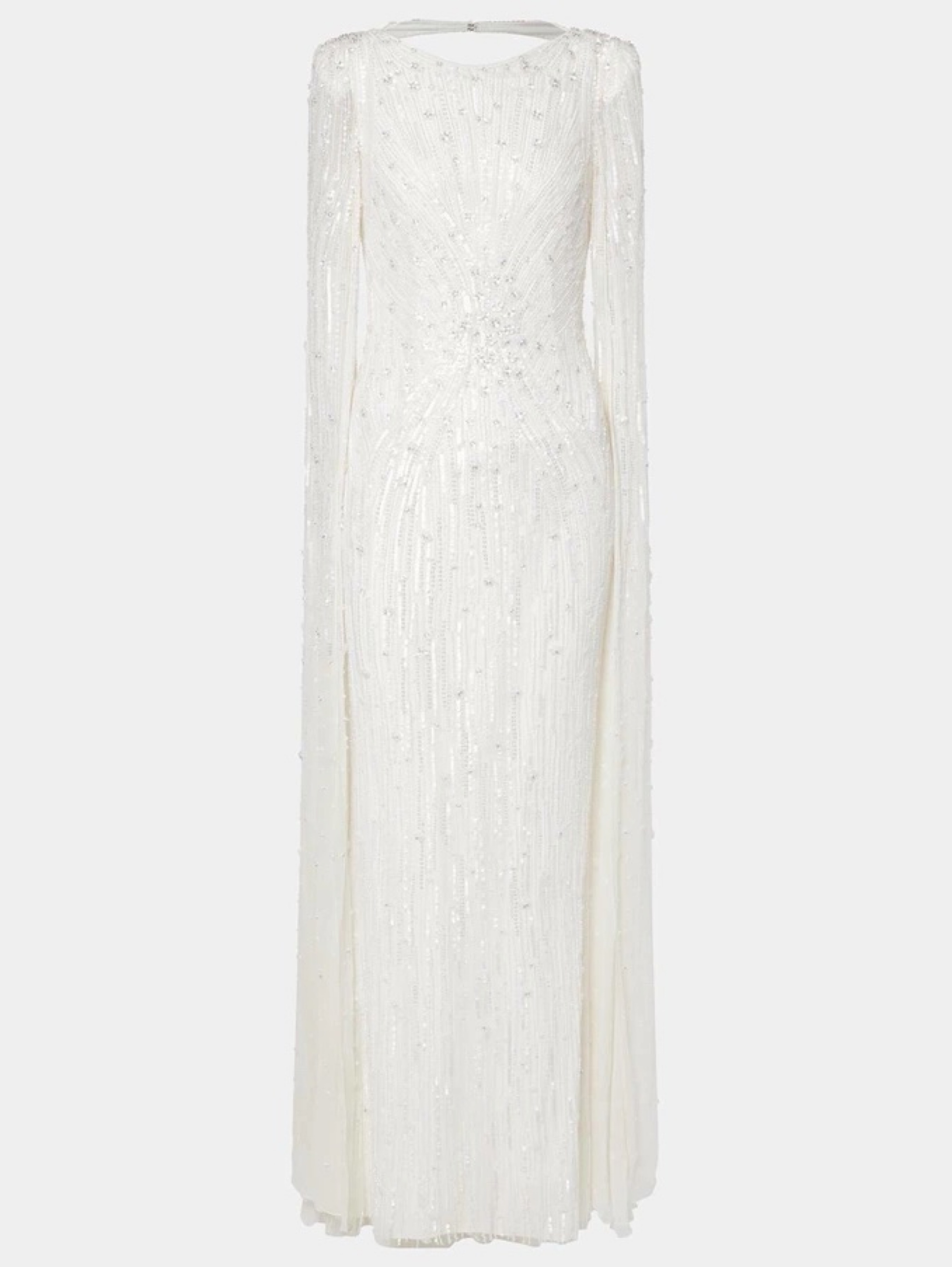 Jenny Packham Ivory Beaded Pleated Cape Gown