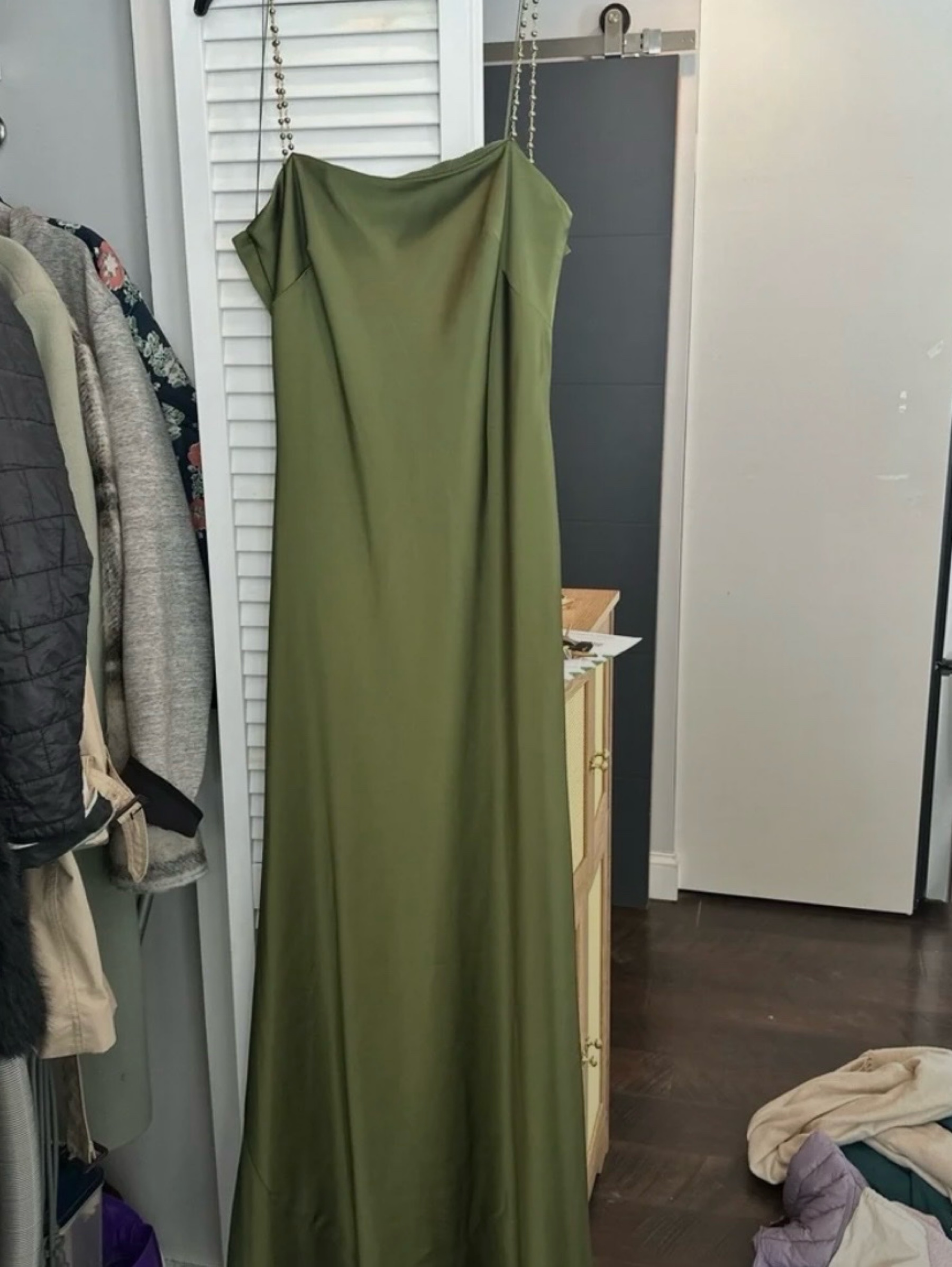 Olive Green Silk Maxi Dress Adrianna Papell by Adrianna Papell
