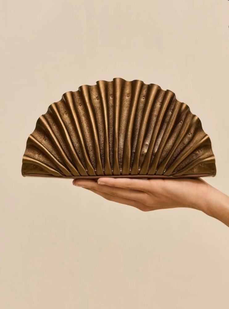 Cult Gaia | Bronze Pleated Metallic Clutch Bag