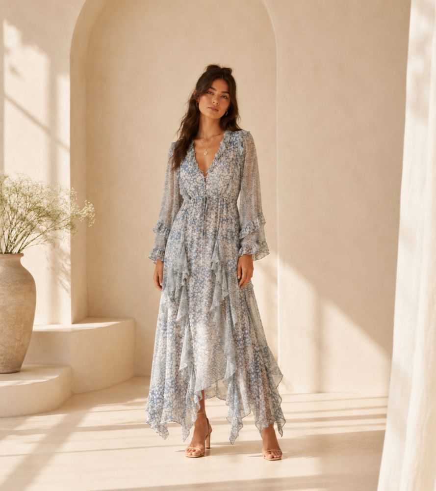 Shona Joy | Blue Floral Print Maxi Dress