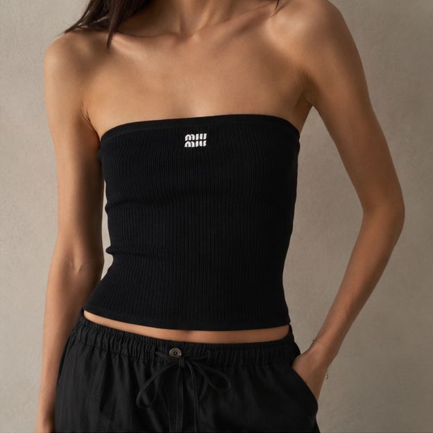 Miu Miu | Strapless Ribbed Bandeau Top
