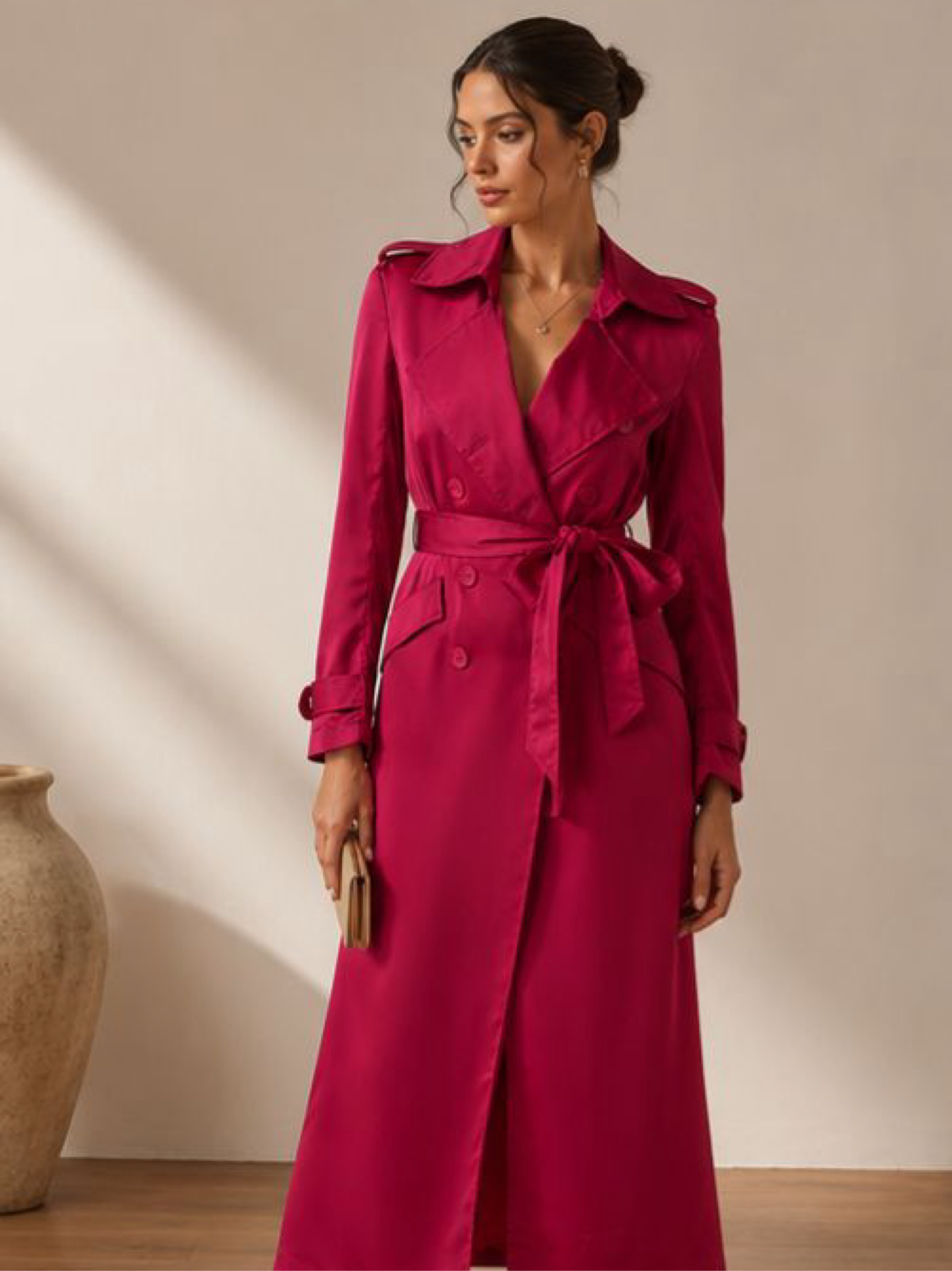 MISA | Magenta Wrap Trench Coat