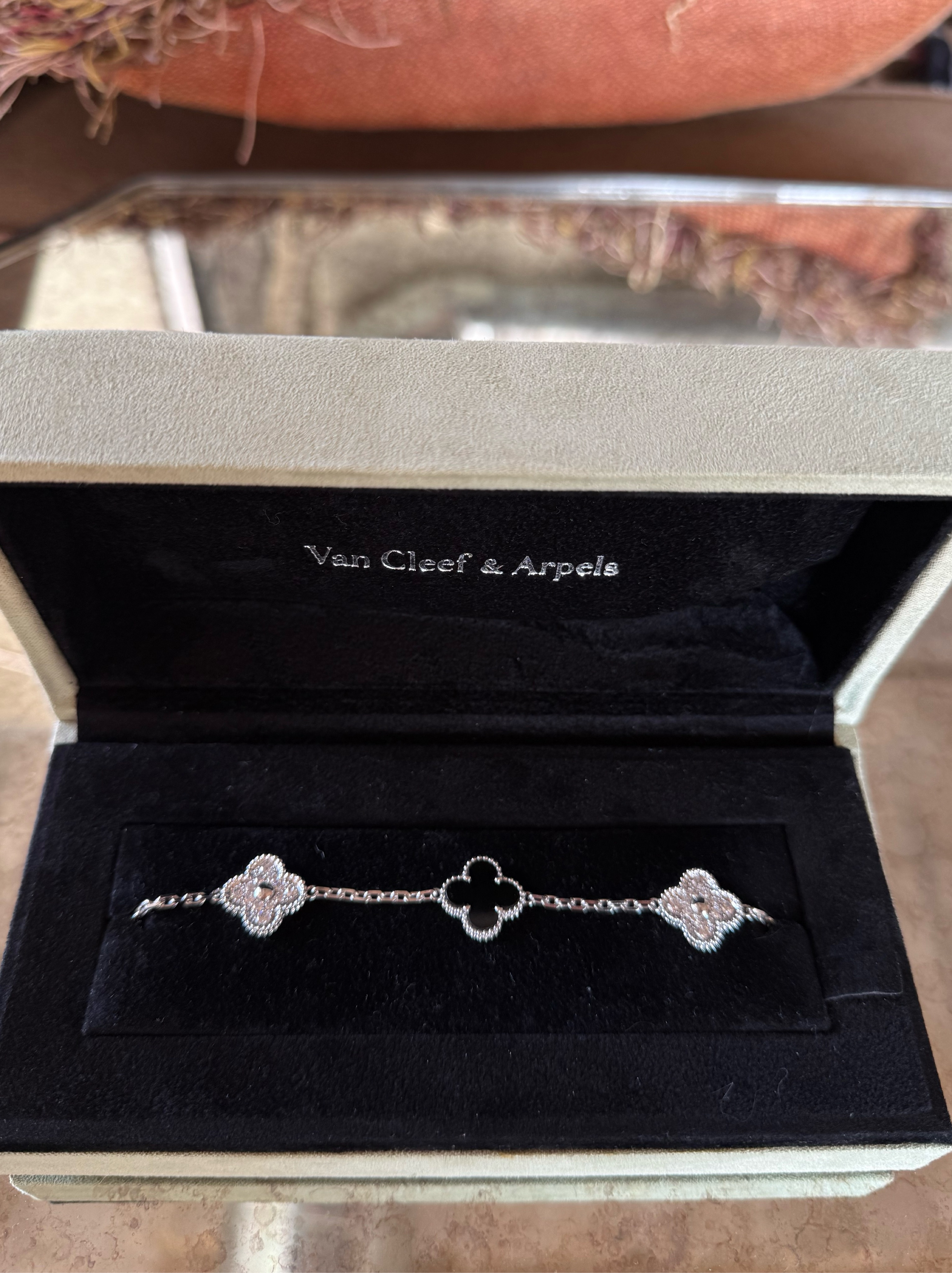 Van Cleef & Arpels 5 Motif Black Onyx & Diamond Bracelet