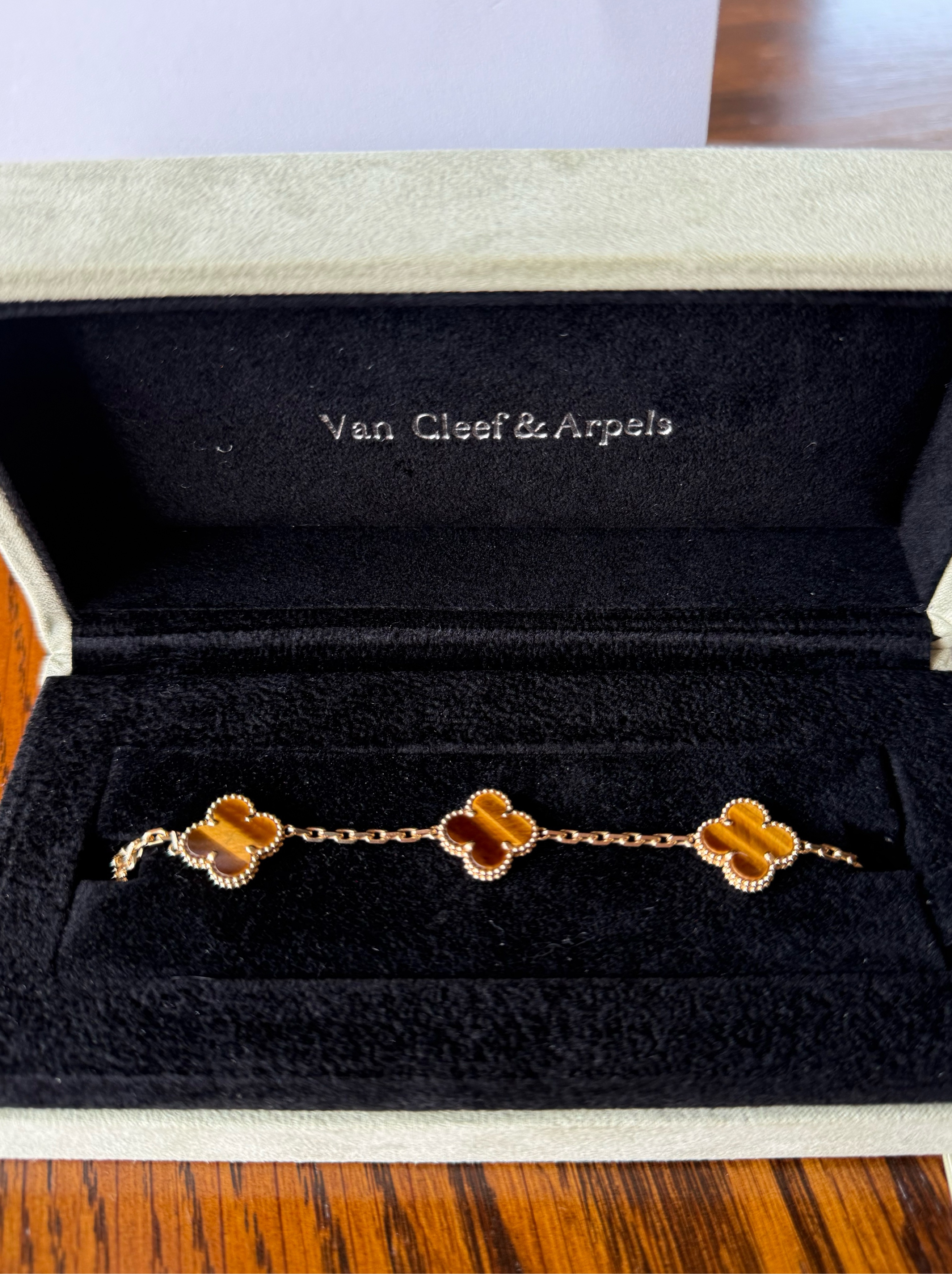 Van Cleef & Arpels Tiger Eye 5 Motif Bracelet